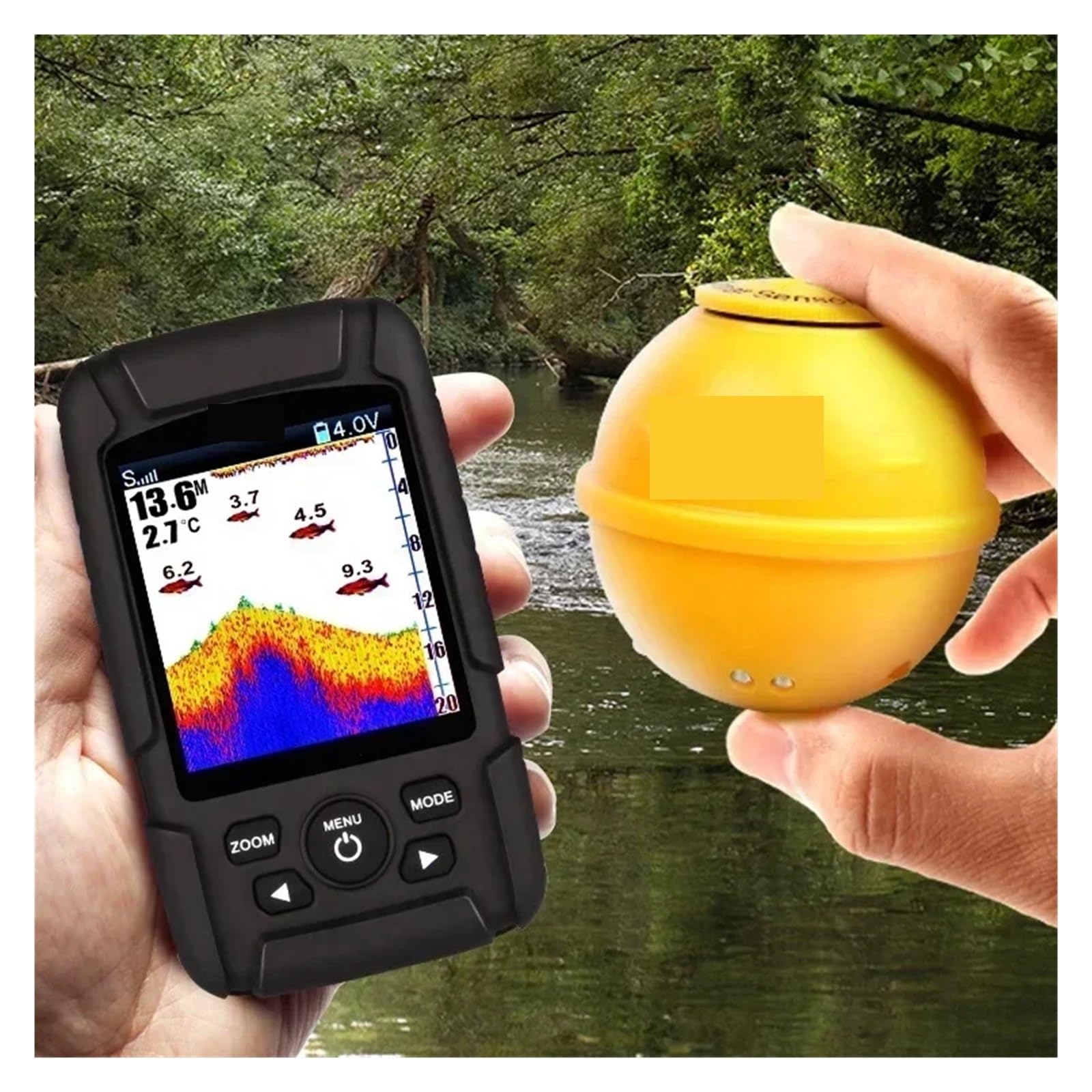 Fishfinder Portatile, ecoscandaglio Portatile for la Pesca, ecoscandaglio for la Pesca con trasduttore Sonar