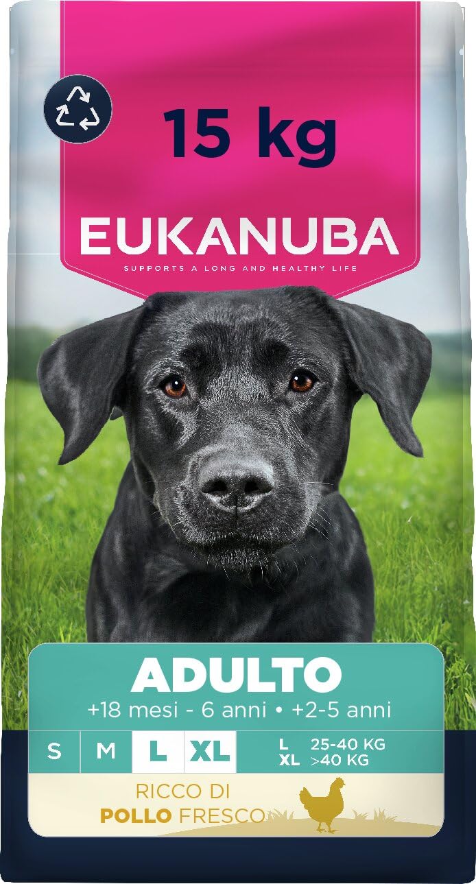 EUKANUBA Cibo secco per Cani con pollo fresco per razze di taglia grande - Alimento secco premium per Cani adulti, 15 kg