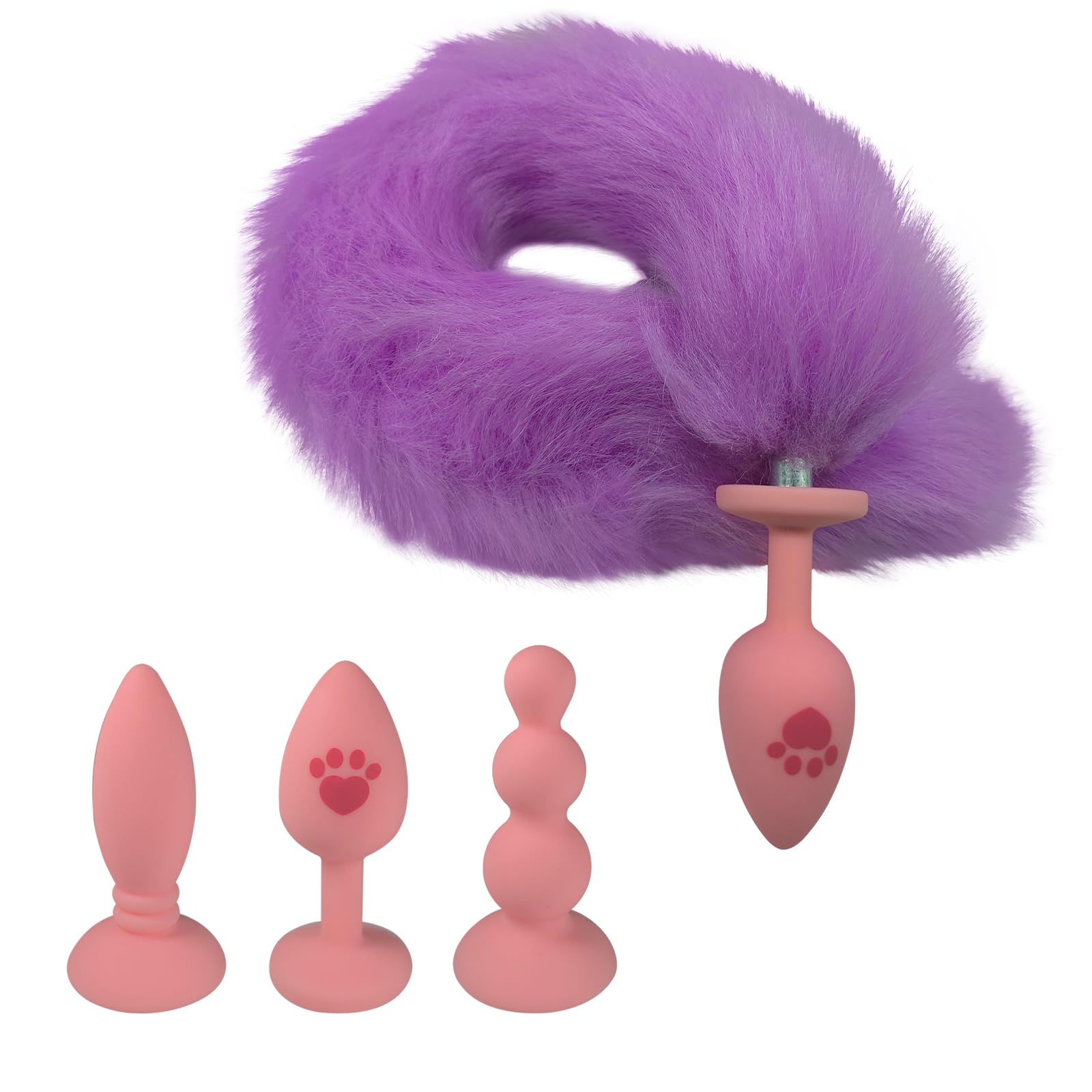 Fox Tail Anal Butt Plug with 3 Replaceable Anal Plugs Silicone Butt Plugs Anal Sex Trainer Cute Sexy Pink Sex Fox Tail Anal Sex Toys for Beginner Women Men Couple Cosplay Anal Tail Sex Toys YLMXHFC: Purple