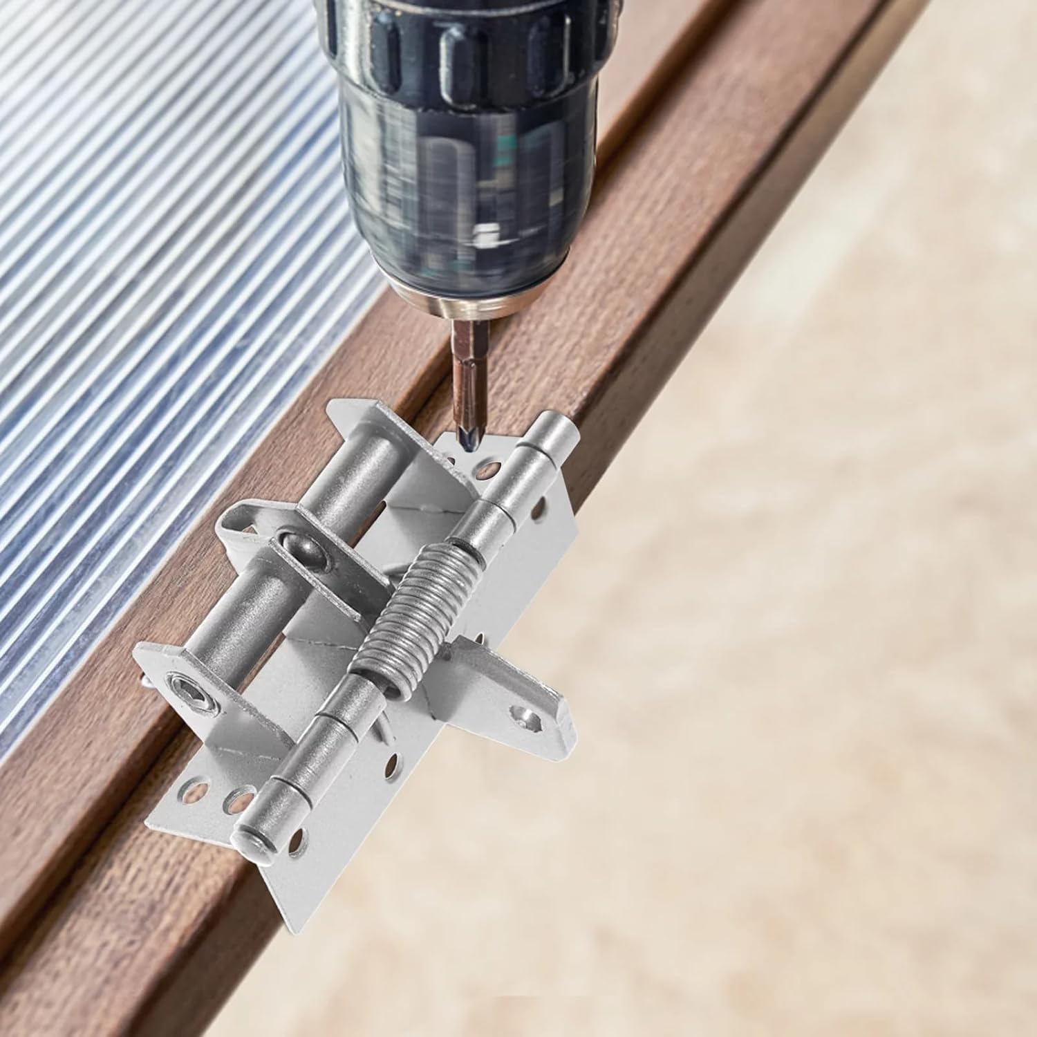 Veemok Heavy Duty 3-in-1 Self-Closing Garage Door Hinge – Automatic Spring Hinge with 90° Hold-Open Positioning, Anti-Rust Invisible Door Closer for Doors & Cabinets 3