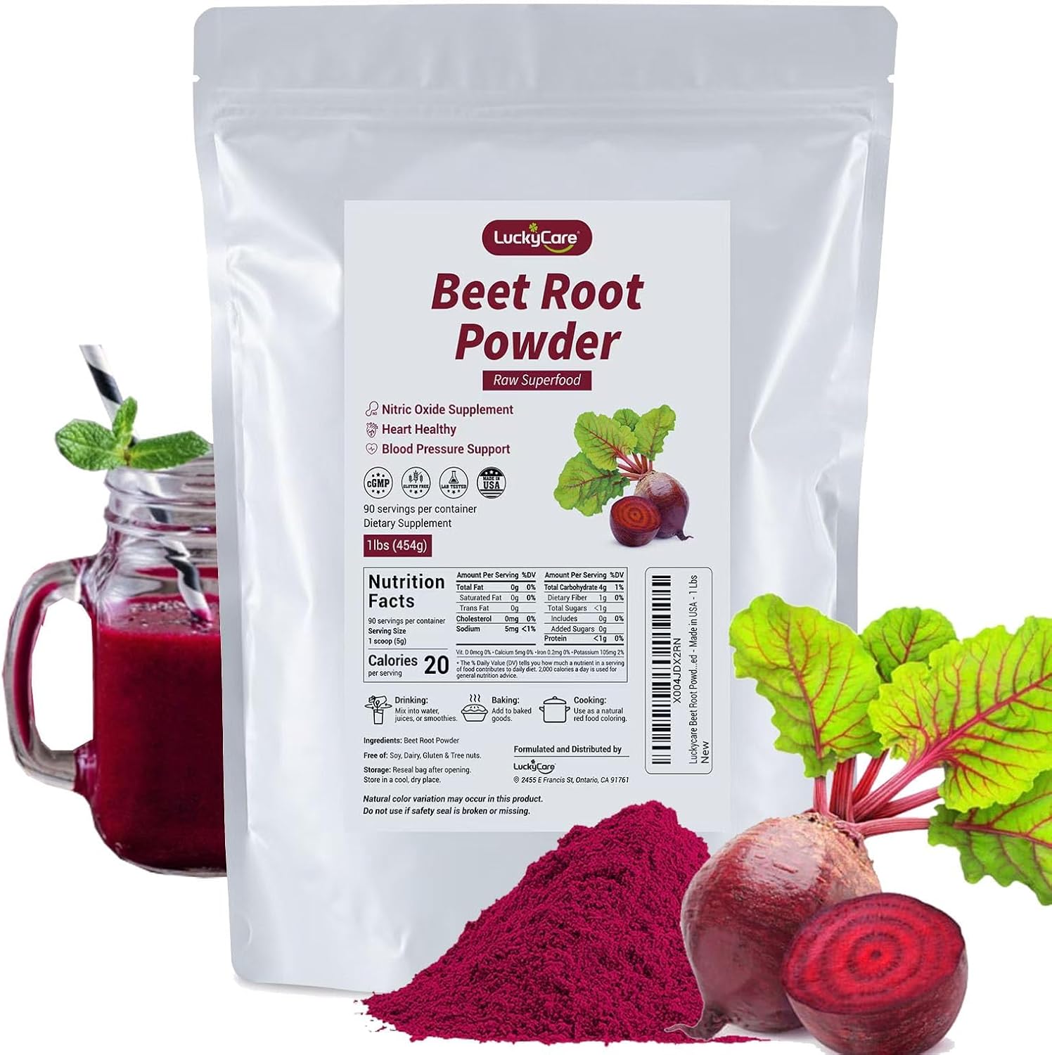 Original Beet Root Powder | Non-GMO Beetroot Superfood | Vegan & Gluten Free | Natural Nitric Oxide Supplement | Supports Pre Workout Energy | 16oz