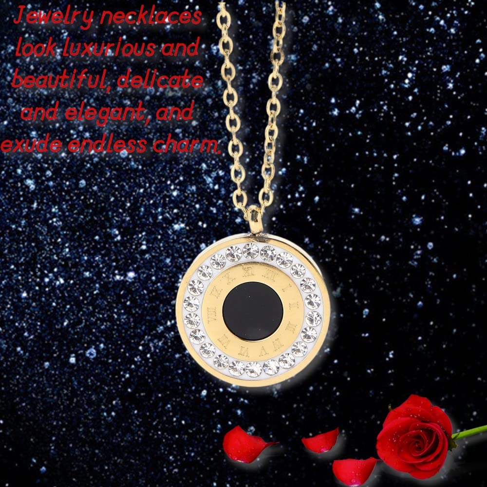 YUYTE Reloj de Pulsera para Mujer, Juego de Joyas con Pulsera, Juego de Joyas para Mujeres, Collar con Banda de Reloj, Oro Rosa Y Oro para Mujeres Y Niñas, Reloj de Cuarzo Diamantes Imitación