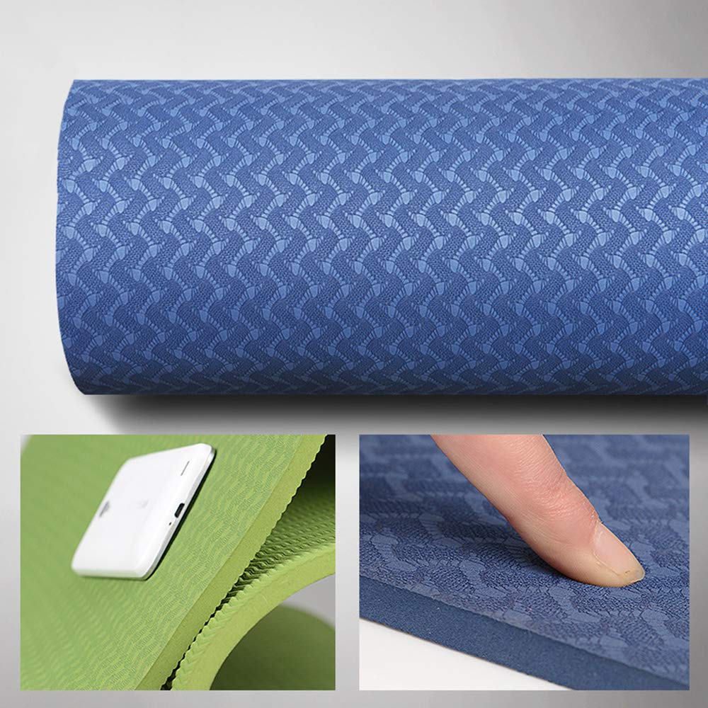 Tappetino Yoga Antiscivolo Premium, 8 mm Ecocompatibile Tappeto Esercizi Fitness per Casa e in Viaggio, Alto Spessore e Densità Memory Foam, Non Tossico Tappetini Palestra, Blue