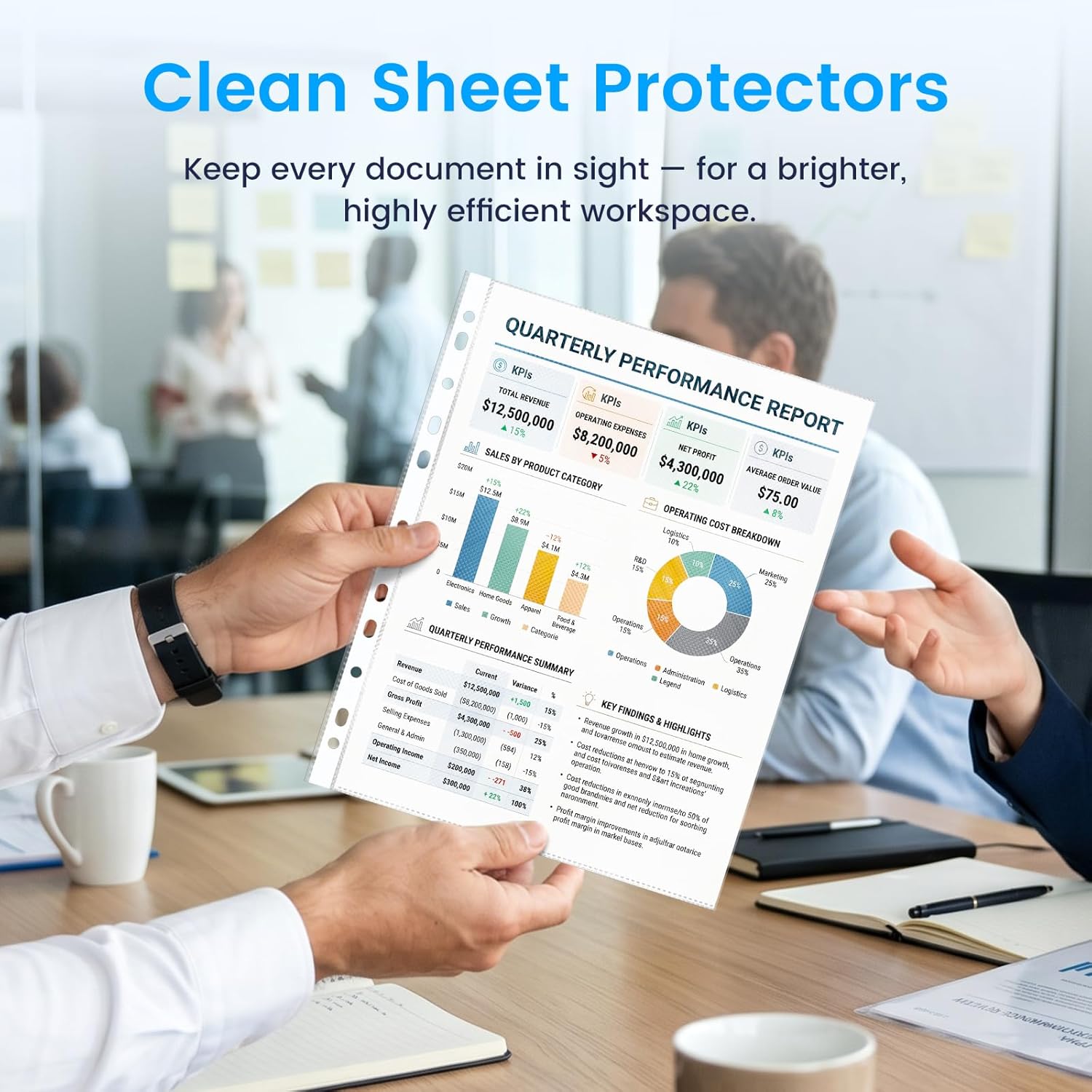 520 Pack Clear Sheet Protectors 8.5 x 11 Inch Easy-Open, Transparent Plastic Page Sleeves for 3-Ring Binders, Bulk Pack for Business, Office, School & Classroom Use - Durable & Smooth