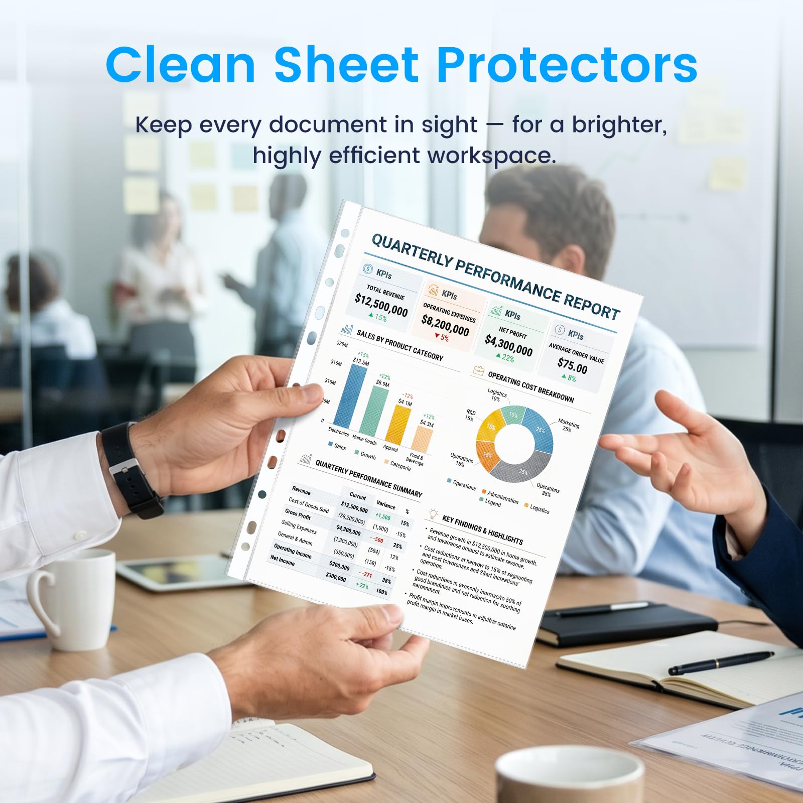 Paquete de 1040 protectores de hojas transparentes de 8.5 x 11 pulgadas, fundas de plástico transparente para carpetas de 3 anillas, paquete a granel para negocios, oficina, escuela y aula