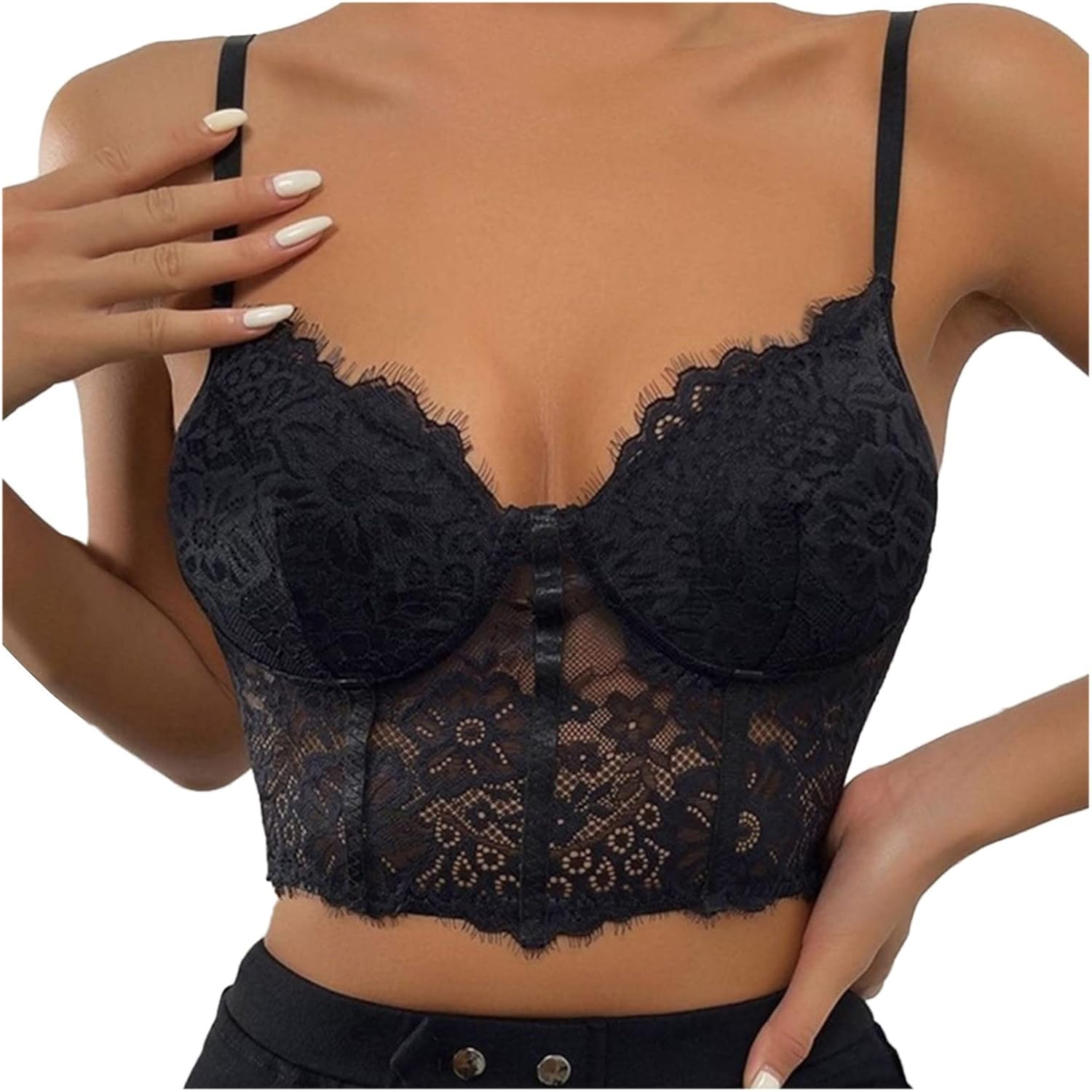 Women'S Lingerie V-Neck Bra Lace Embroidery Women'S Underwear Chest Pad Bra Costumes