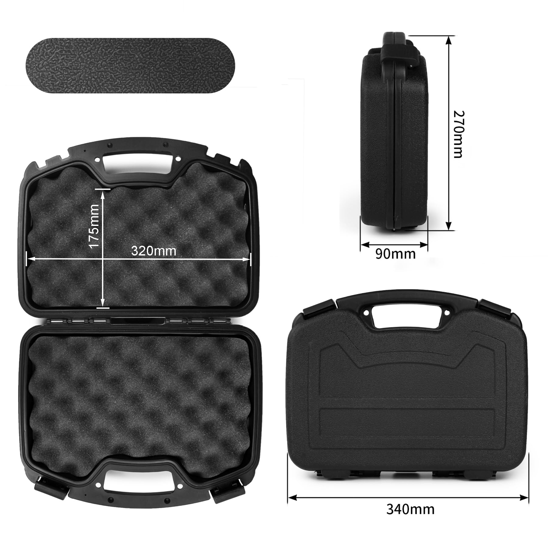 GUGULUZA Valigetta per pistole con inserto in gommapiuma, chiudibile, impermeabile, 33,5 × 27 × 8,7 cm, colore nero