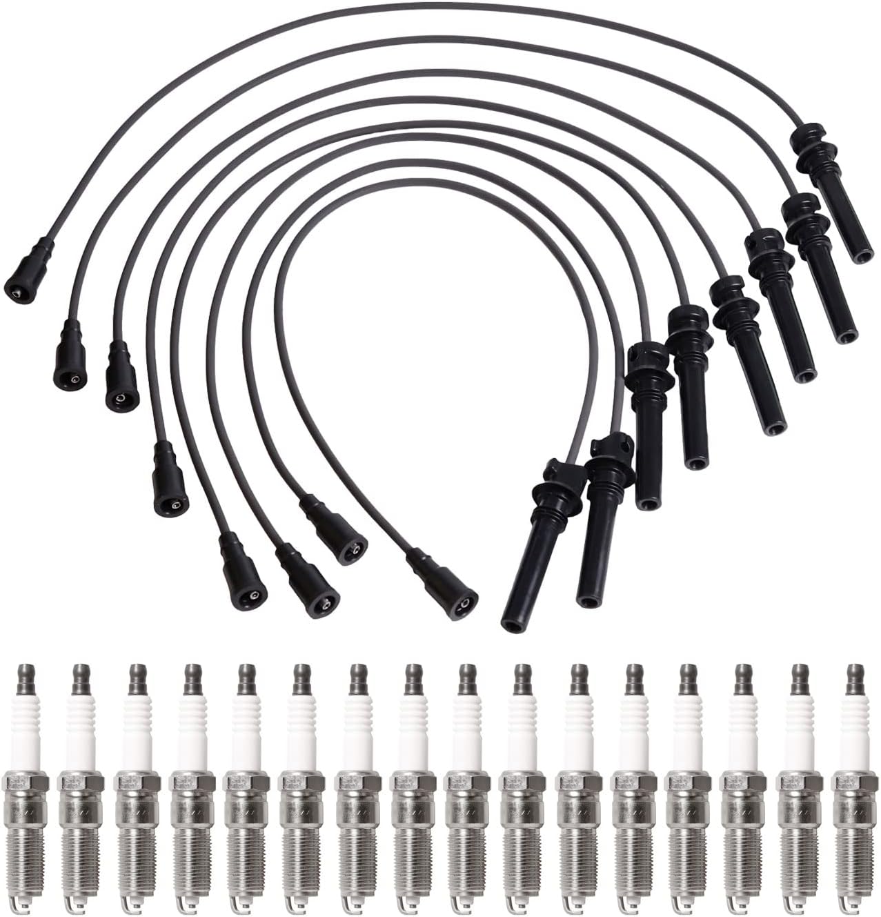 ENA Set of 16 Spark Plug and Wire Set Compatible with Dodge Durango Ram 1500 Ram 2500 Ram 3500 Grand Cherokee