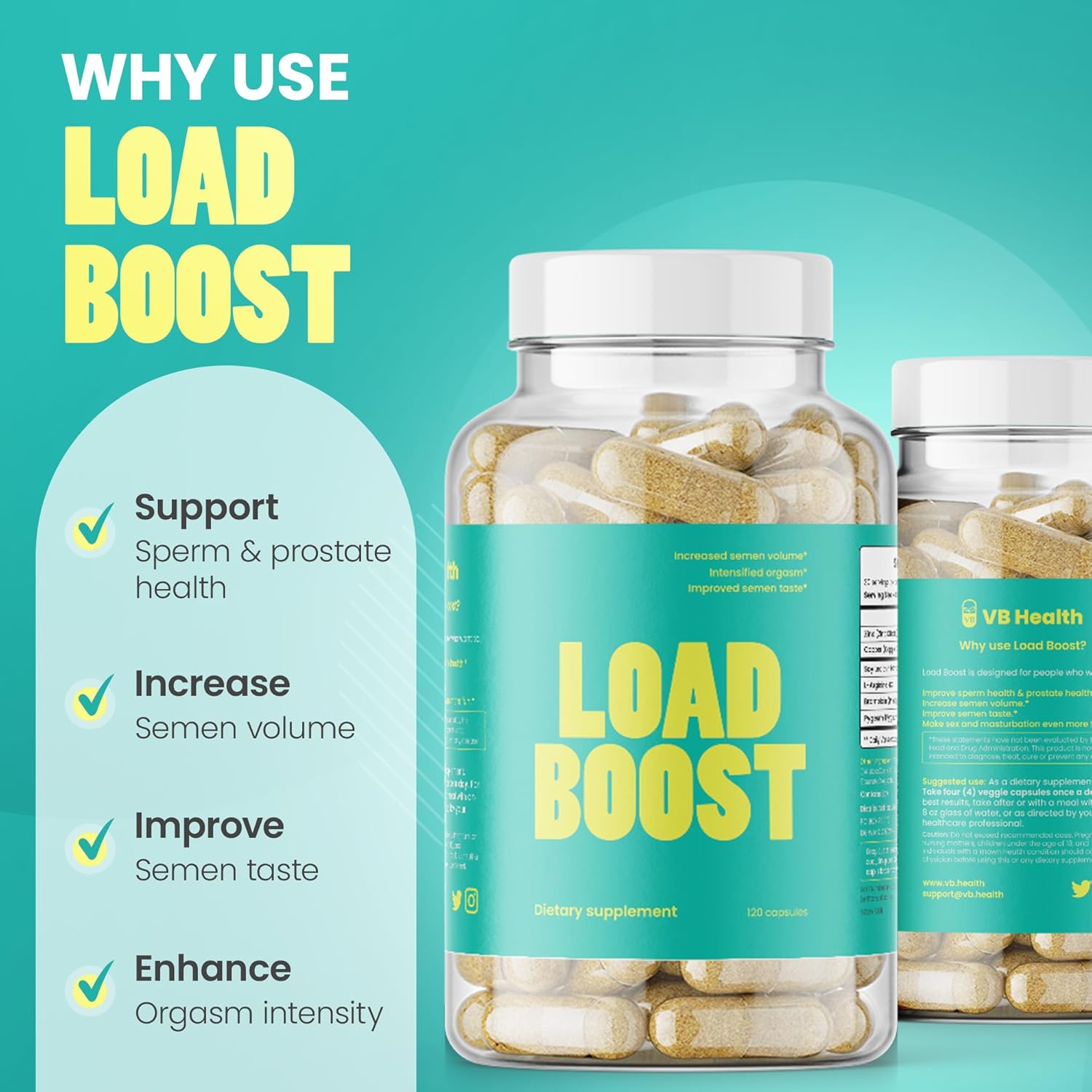Load Boost - Semen Volume, Sperm Health, & Men's Fertility - 120 Capsules (1 Month Supply)