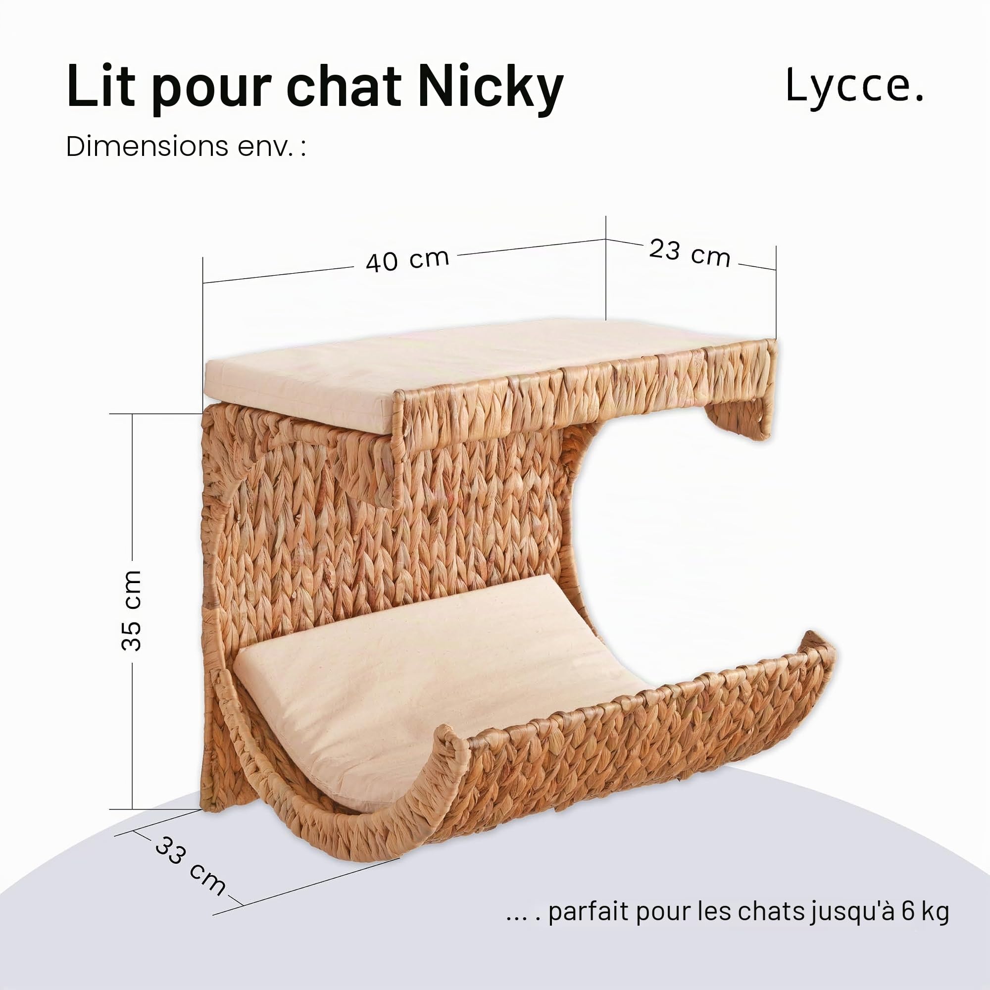 Panier mural pour chat en jacinthe d'eau