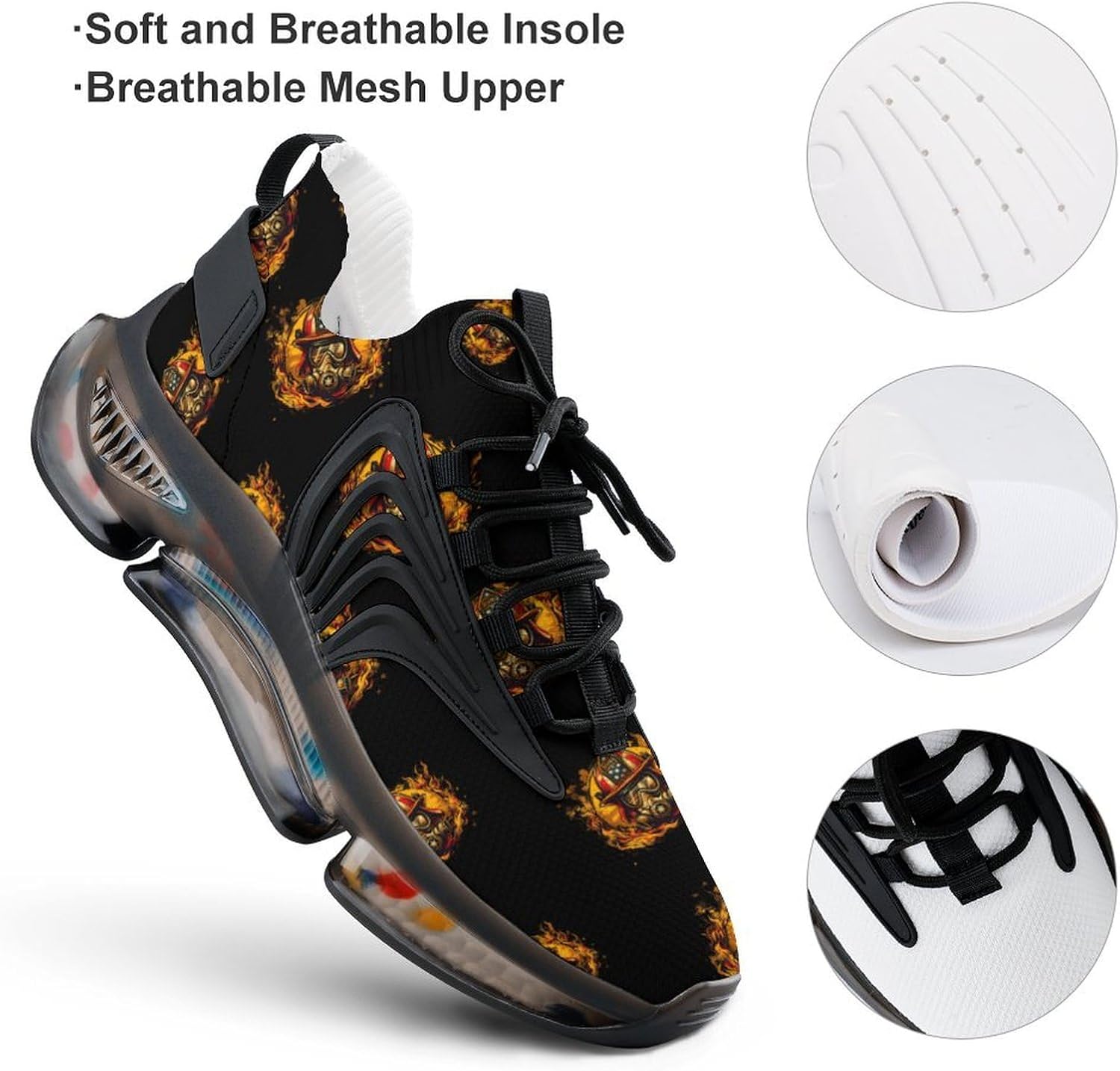 US Firefighter Novelty Men's Sneaker Funny Lightweight Running Shoe Tennis Shoes for Men image 4