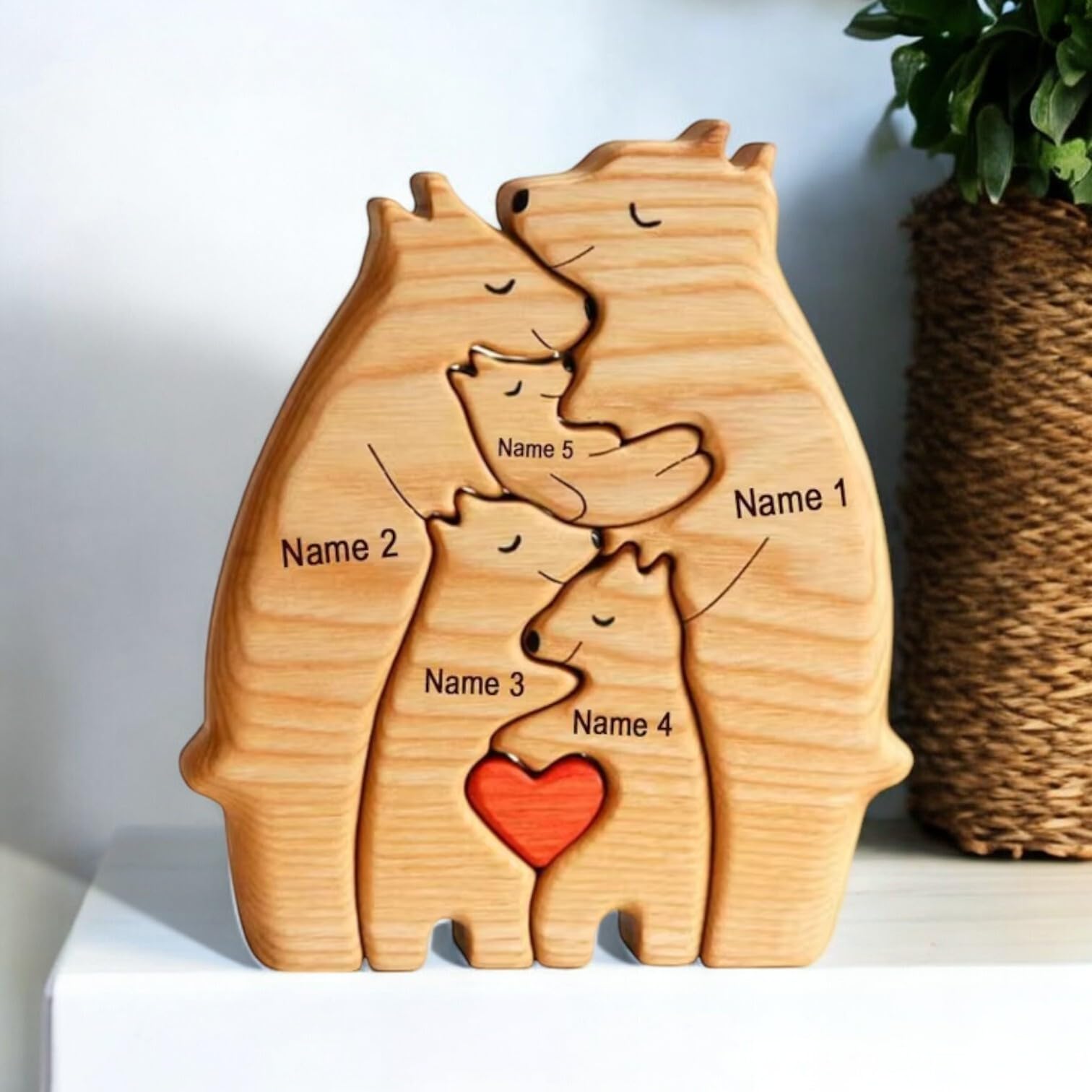 Personalised Wooden Bear Family Puzzle, Custom Family Keepsake, Family of 2-8, New Mummy Ideas, Large 6x4 inches, Engraved Baby Gift, Mothers Day, Christmas, Baby Shower, Anniversary - MyFamilyPuzzle®
