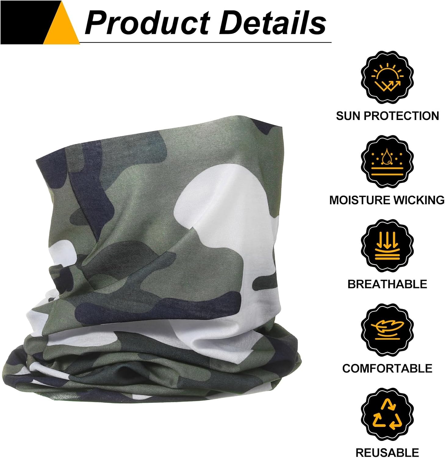HARFINGTON 6pcs Summer Cooling Neck Gaiter Sun Protection Face Mask Fishing Neck Gaiter Sunscreen Breathable Bandana for Men Women, Camo m - Image 4