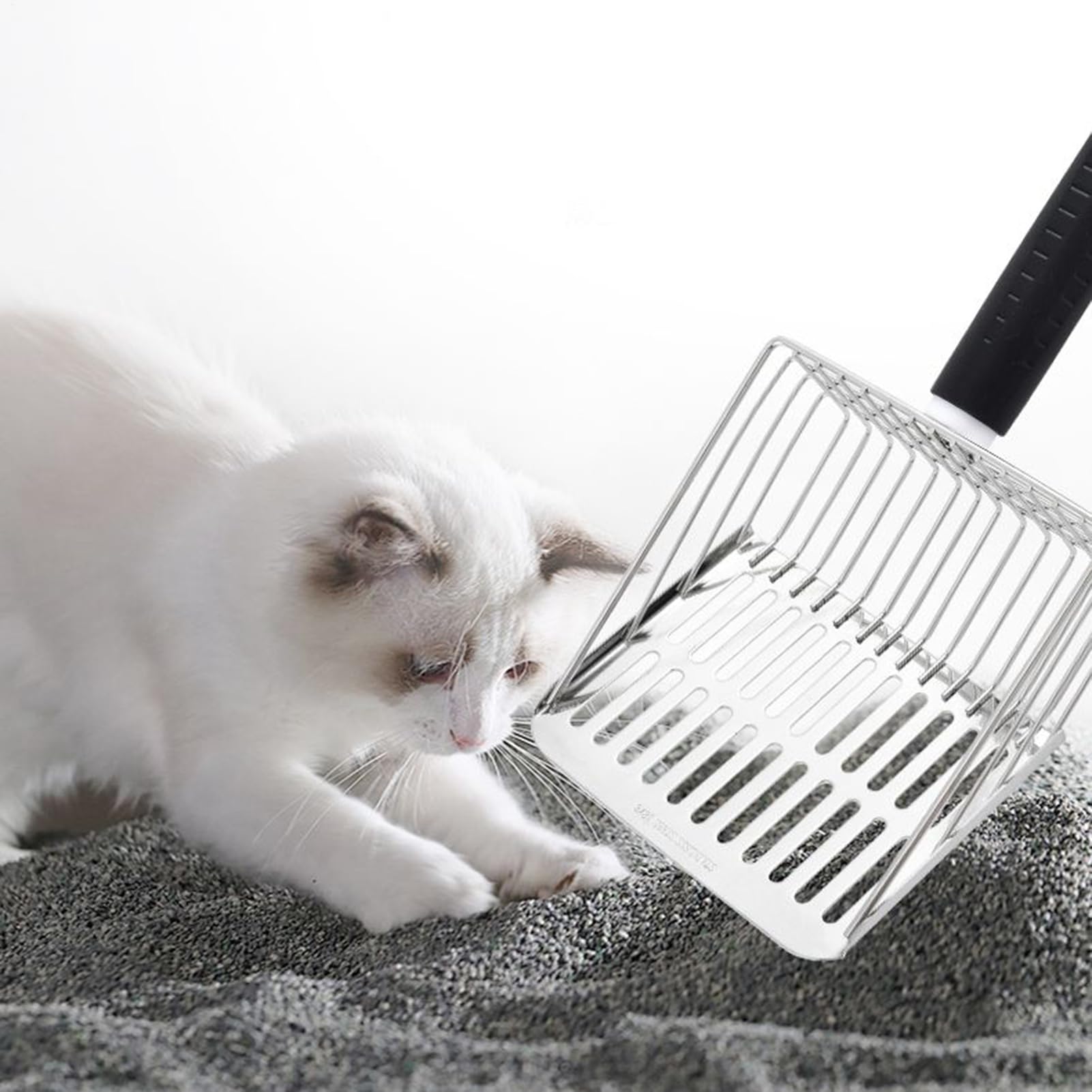 Recogedor De Gatos con Soporte Pala Limpiadora con Cribado Rápido | Pala Profunda para de Gato para excrementos de gato, perro, pequeñas mascotas y cribado de tierra