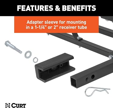 CURT 18145 Cargo Basket Hitch Trailer Hitch Cargo Carrier, 500 lbs. Capacity, 46-1/2-Inch x 17-1/2-Inch x 5-1/2-Inch, Fits 1-1/4 or 2-Inch Receiver