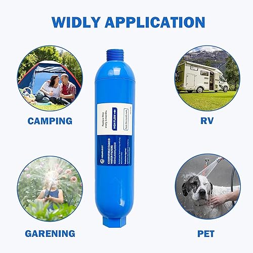 Miniatura 3 de Hourleey Paquete de 2 filtros de agua en línea para caravana, reduce el mal sabor, olores, óxido, fluoruro, cloro y sedimentos en agua potable,