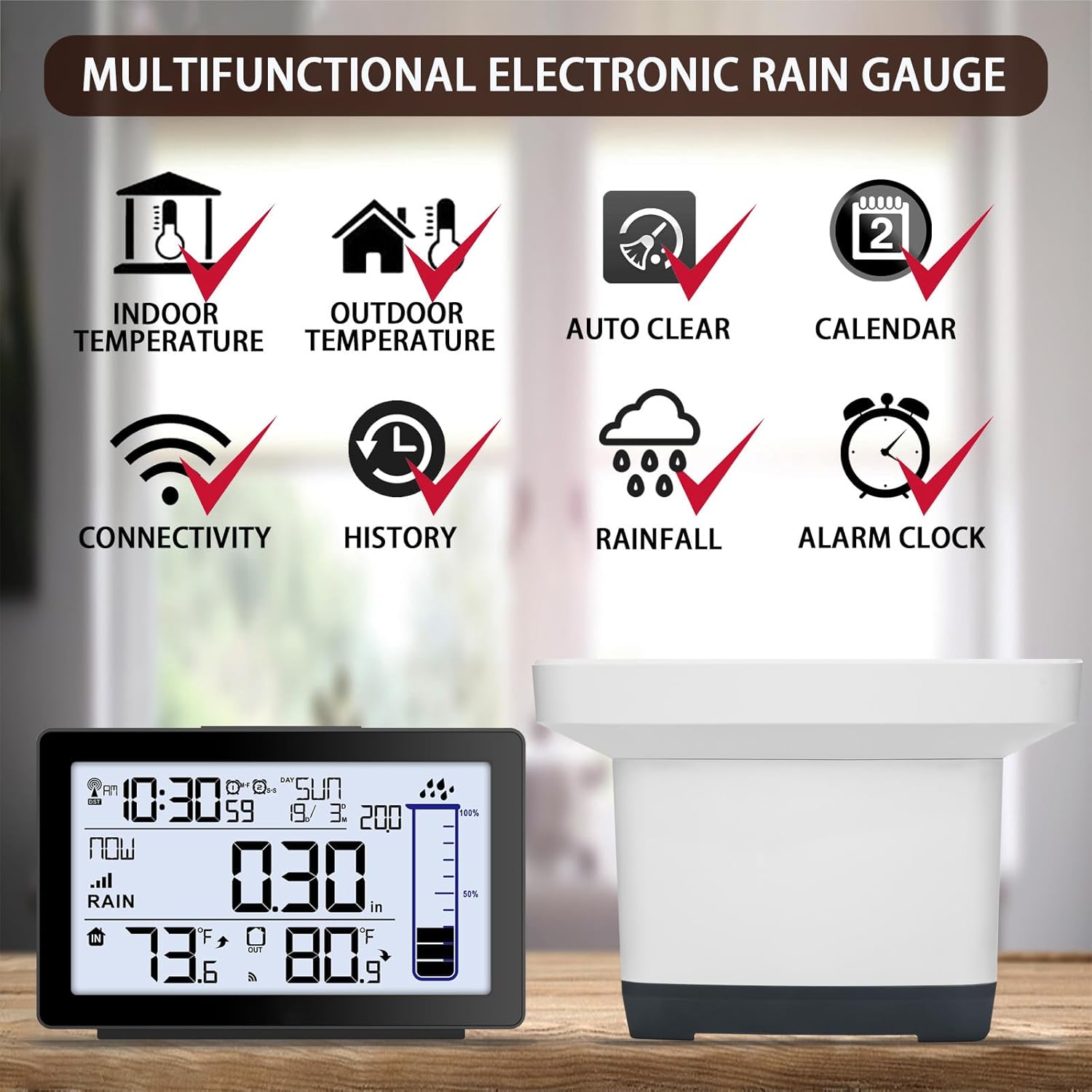 Multifunctional electronic rain gauge icons