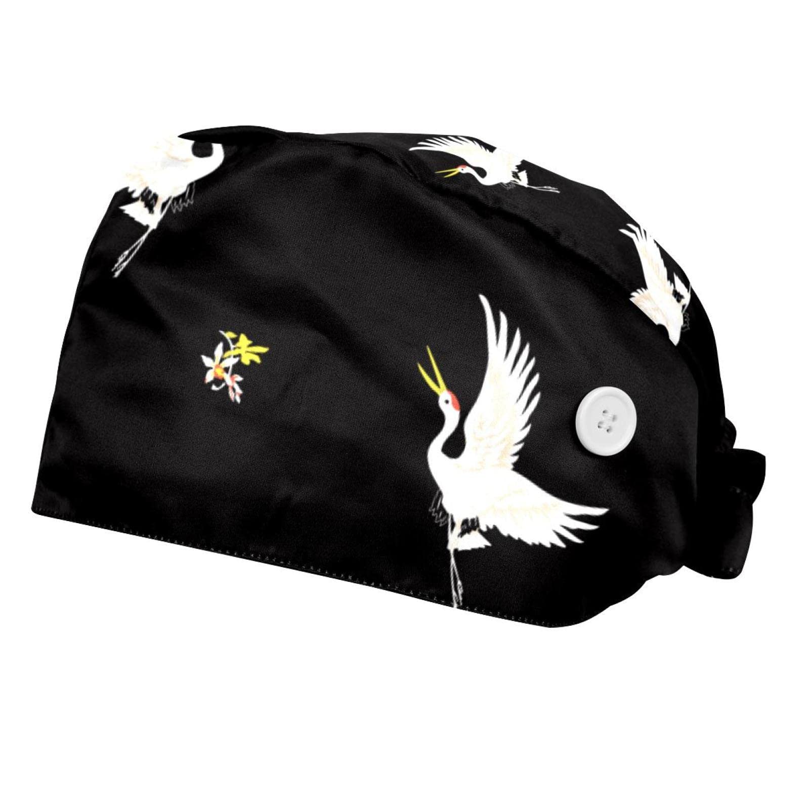 Chapeaux bouffants JDEZ anti-transpiration avec motifs oiseaux et grue 2PCS