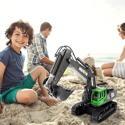 splumzer Remote Control Excavator Toy Rechargeable Remote Control Excavator with 4 Batteries for Boys and Girls 8+ Years Old and Above Children's