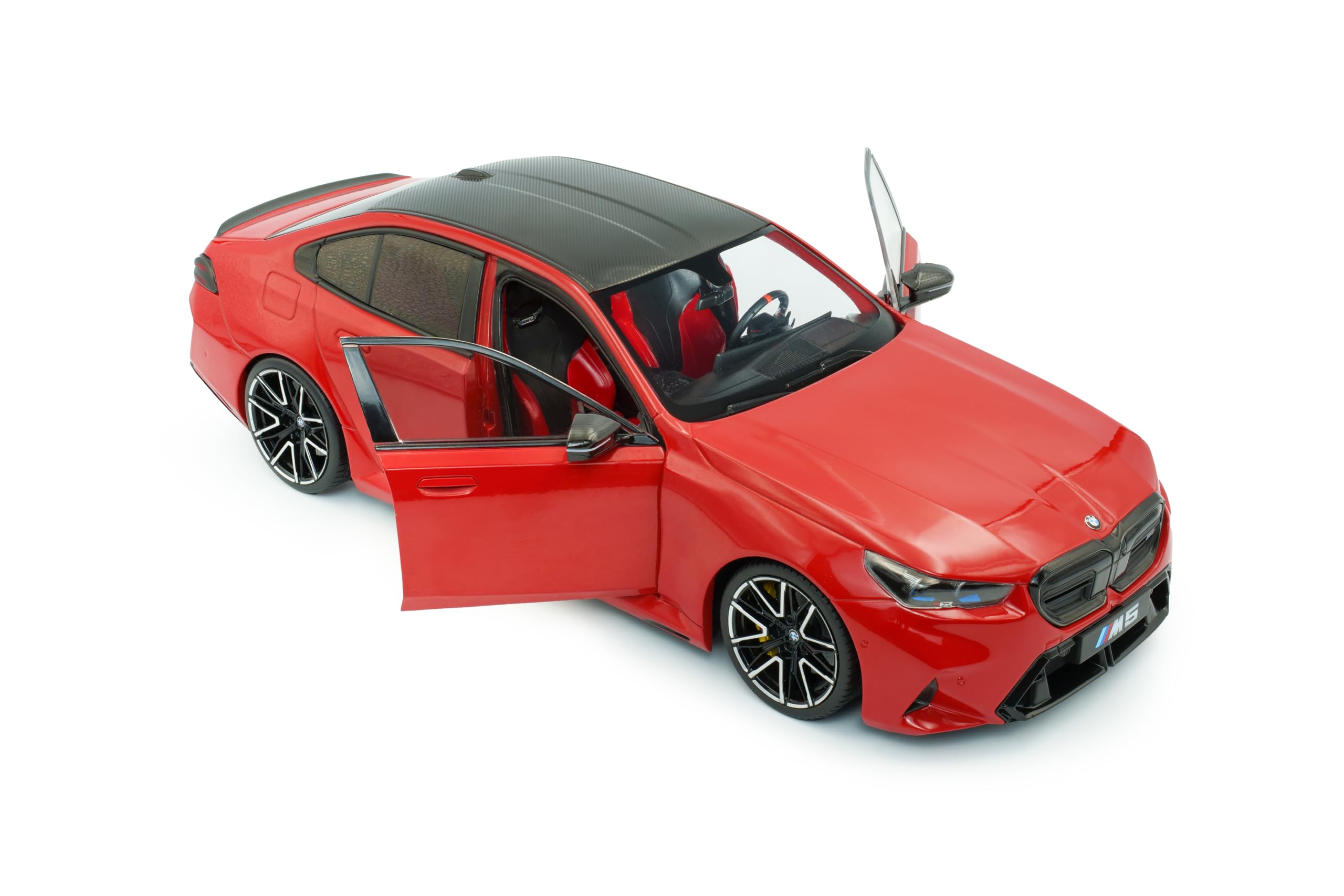 Solido BMW M5 (G90) 2025 - Berline d'affaires Sportive, Accents Noirs, Jantes contrastées, Voiture Miniature Diecast, Rouge feu, 1:18