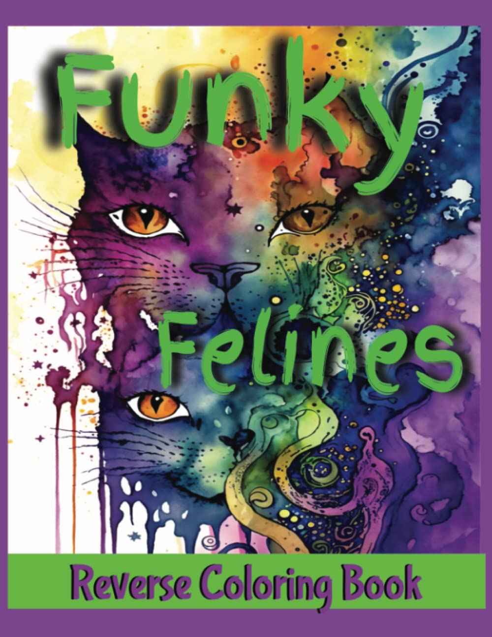 Livre de coloriage inversé Funky Felines contre le stress et stimuler l'esprit