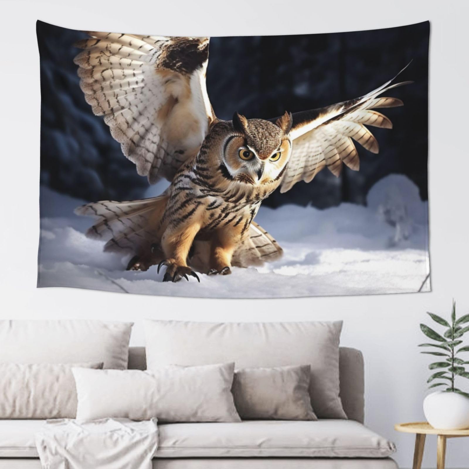 MXDLKSWPOH Tapestry 152x102 cm Art Wall Hanging for Living Room Modern Soft Aesthetic Tapestries Poster Flying Owl Tapestry Home Decoration Large Wall Tapestries for Bedroom Dorm Decor