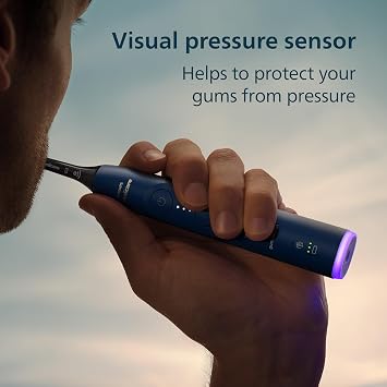 Philips Sonicare 7100 Electric Toothbrush, Sonic Toothbrush with App, 4 Brushing Modes and 3 Intensity Levels, Pressure Alert, EasyStart, SmarTimer, Navy Blue, Model HX7423/01 [New Technology]