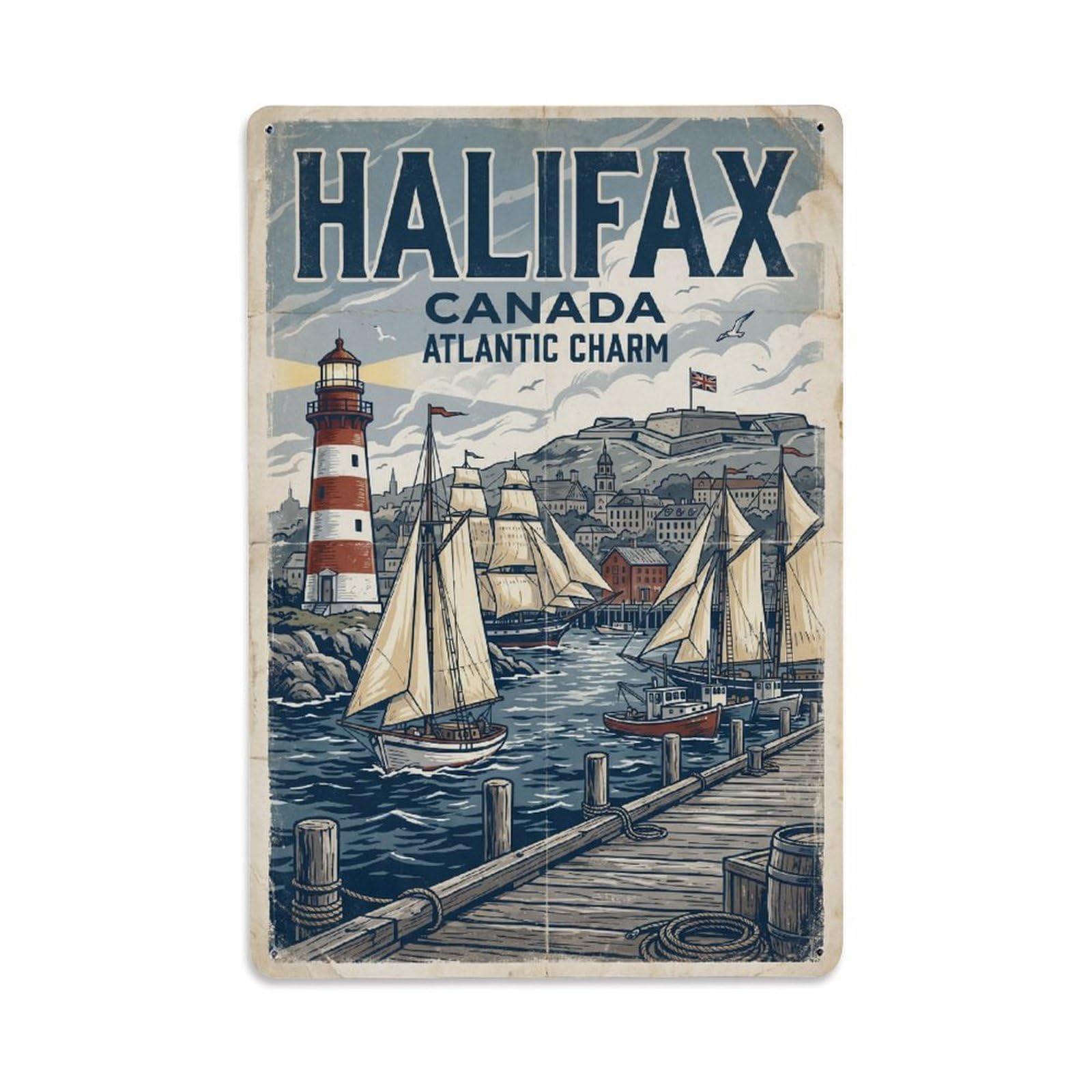 Huiyhb 8X12inch(20X30cm) Travel Canada Halifax Retro Metal Tin Sign