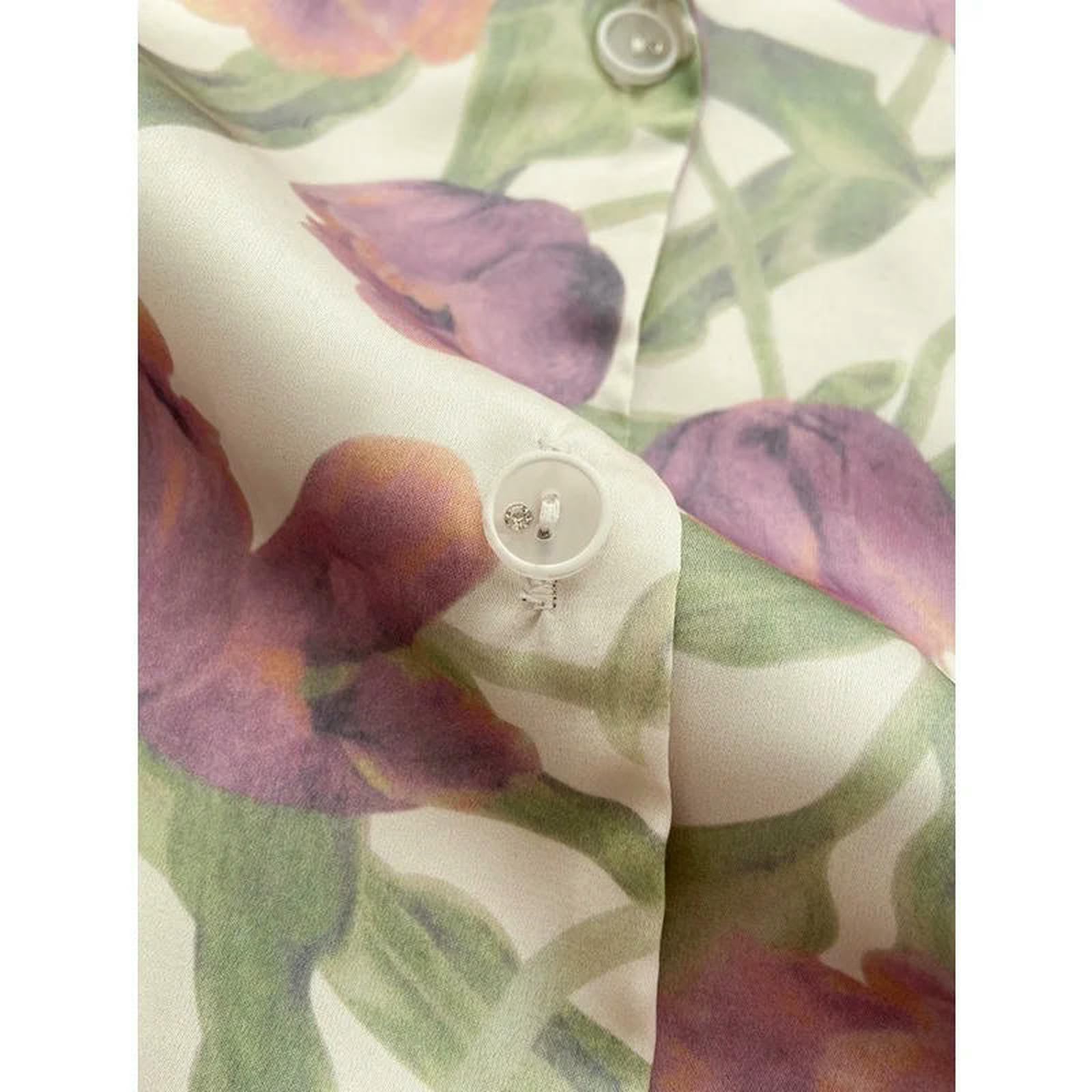Pigiama con Stampa Tulipano Casual Dolce da Donna Set Abiti A Maniche Lunghe Primaverili E Autunnali Che Possono Essere Indossati Indumenti Notte-Manica Corta-m