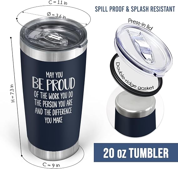 OASSIE Thank You Gifts for Men Women - Be Proud 20 oz Coffee Tumbler Cup