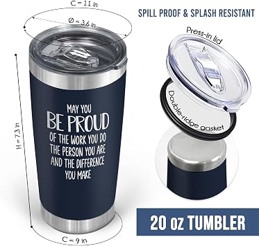 OASSIE Thank You Gifts for Men Women - Be Proud 20 oz Coffee Tumbler Cup