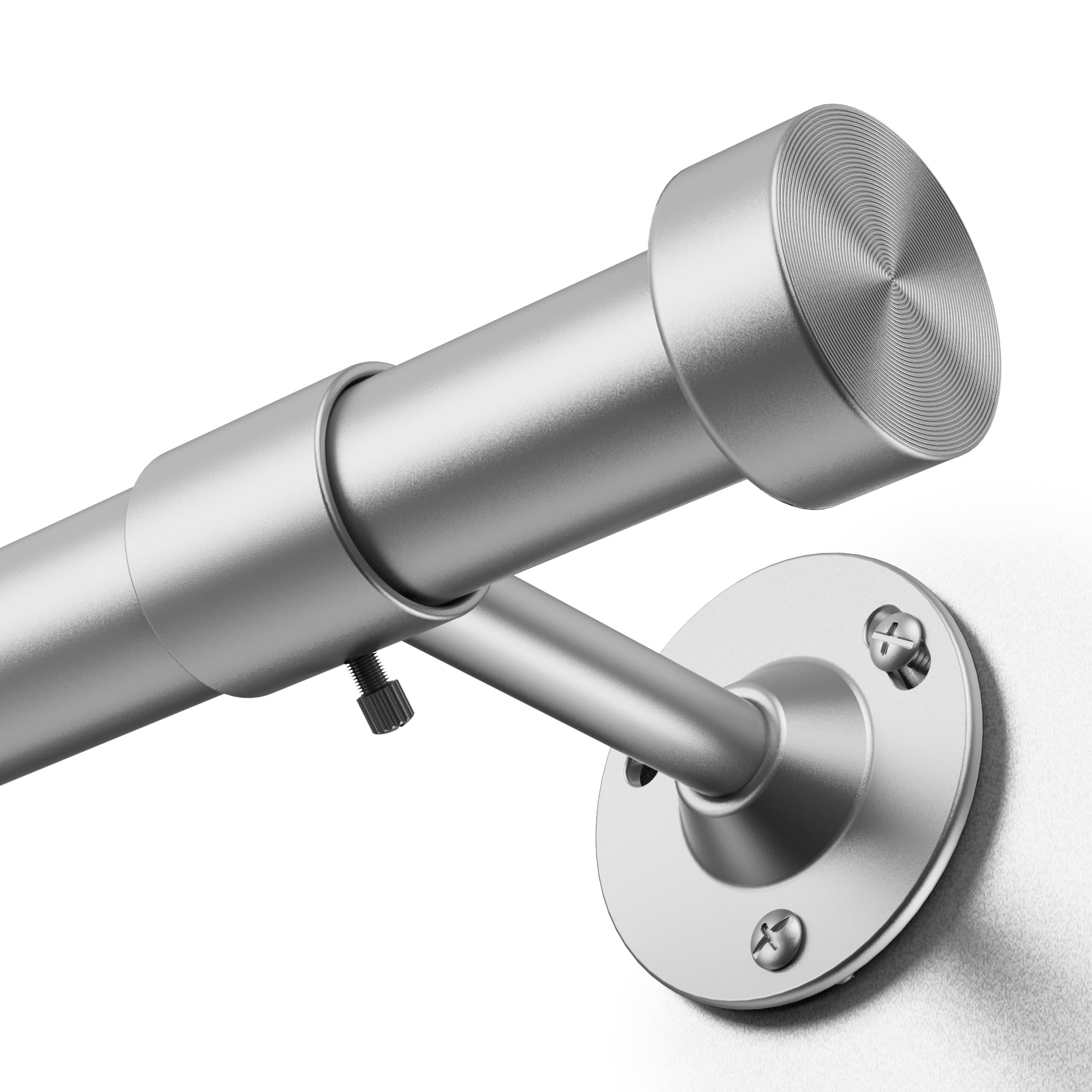 Photo 1 of YaFex Heavy Duty Curtain Rods 32-60 Inch, 1 Inch Adjustable Curtain Rod for Windows, Silver Short Window Treatment Rods with Aluminium Finials, Easy Installation