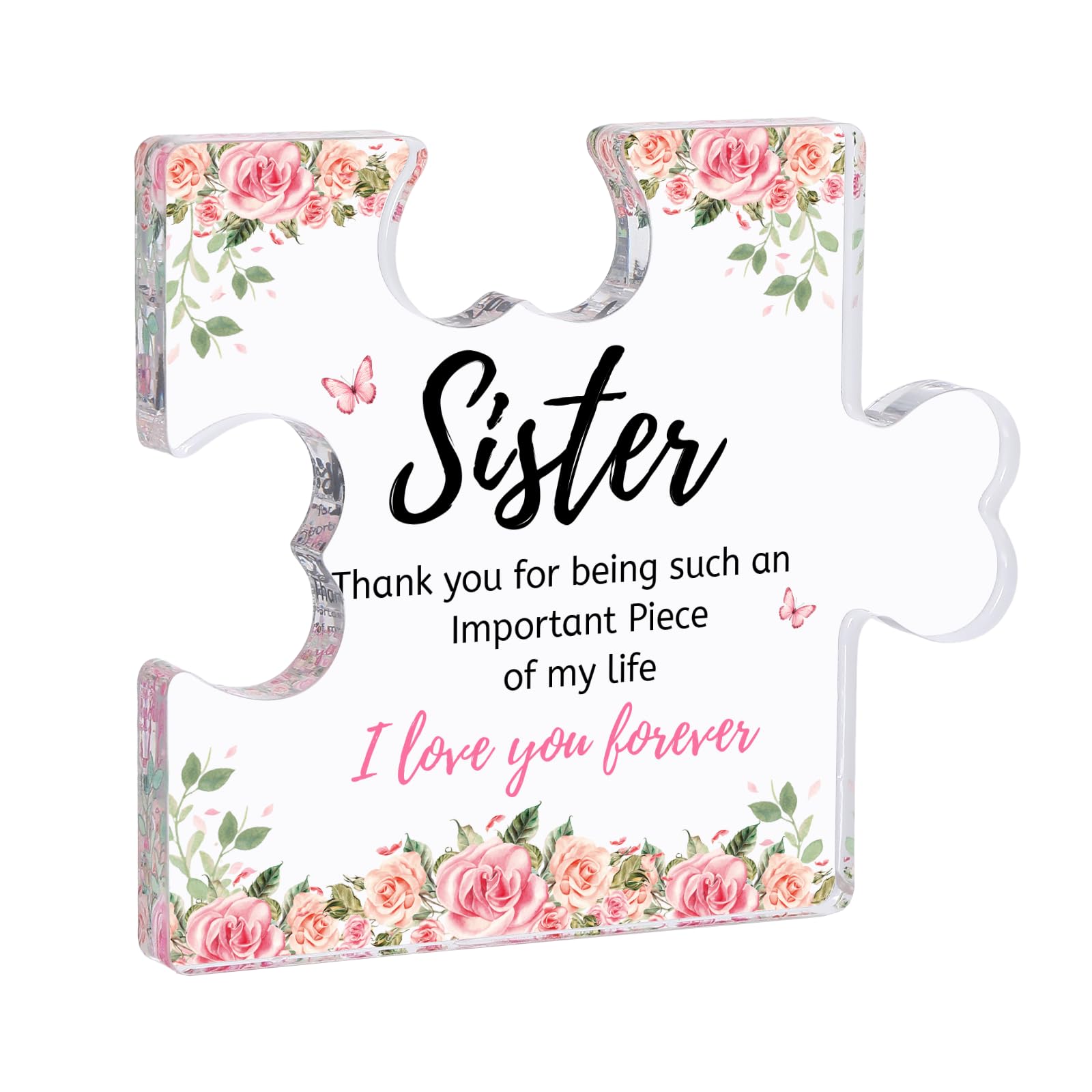 Sister Gifts for Women,Puzzle, Shaped Acrylic Keepsake with Box, Personalised Gifts for Women, Big and Little Sister Presents, Cute Presents for Birthday, Christmas, Thanksgiving