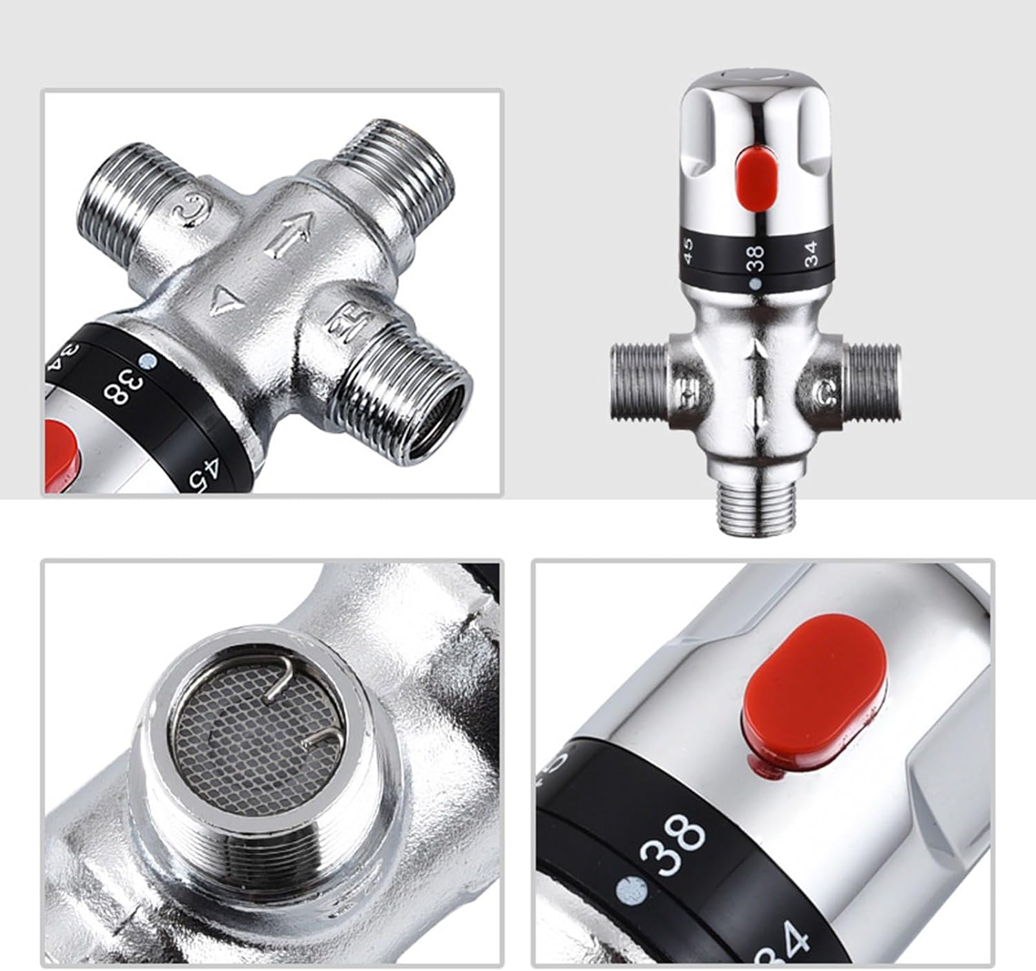 Accuracy Thermostatic Control Valves Pipe Fitting Temperature Stabilizing for Bathroom Fixtures & Water Supply Systems Brass Electroplated Thermostatic Valves