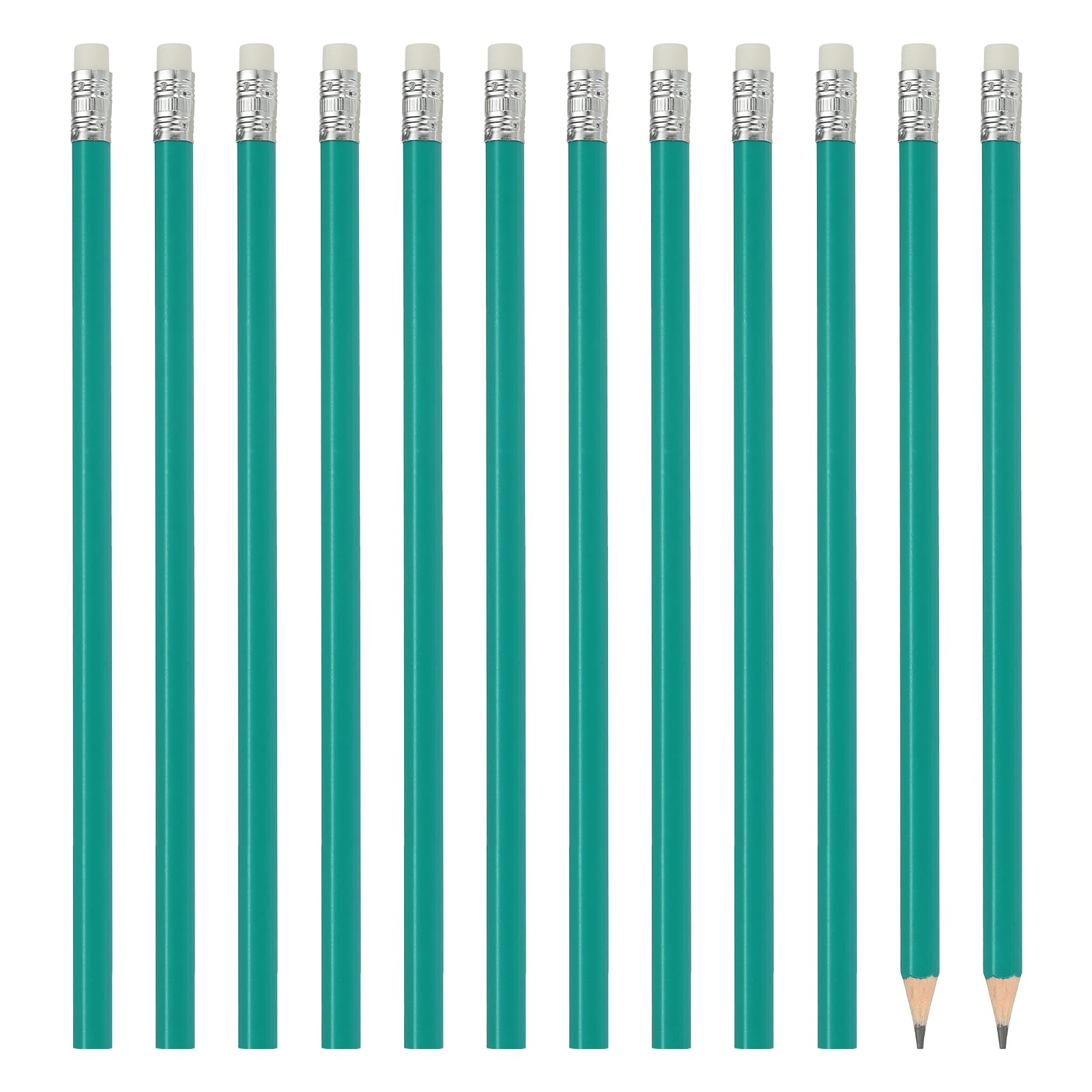 PATIKIL Hexagonal Wooden Pencils Bulk, 12 Pack HB Graphite Pencils with Eraser for Office Supplies, Engineering Marking Writing Art Drawing Supplies, Green