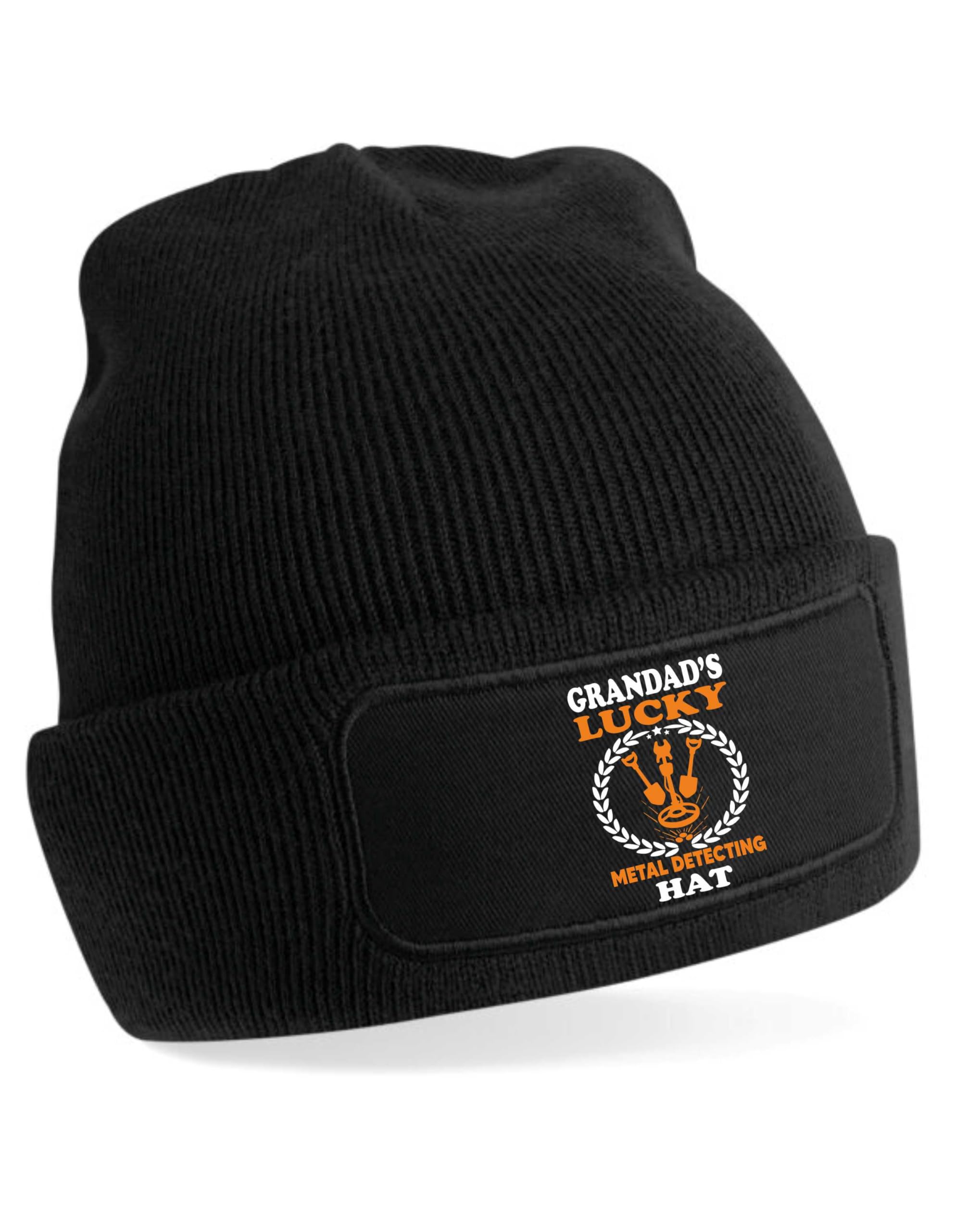 Print4U Grandad's Lucky Metal Detecting Beanie Hat Gift Father's Day Birthday Black