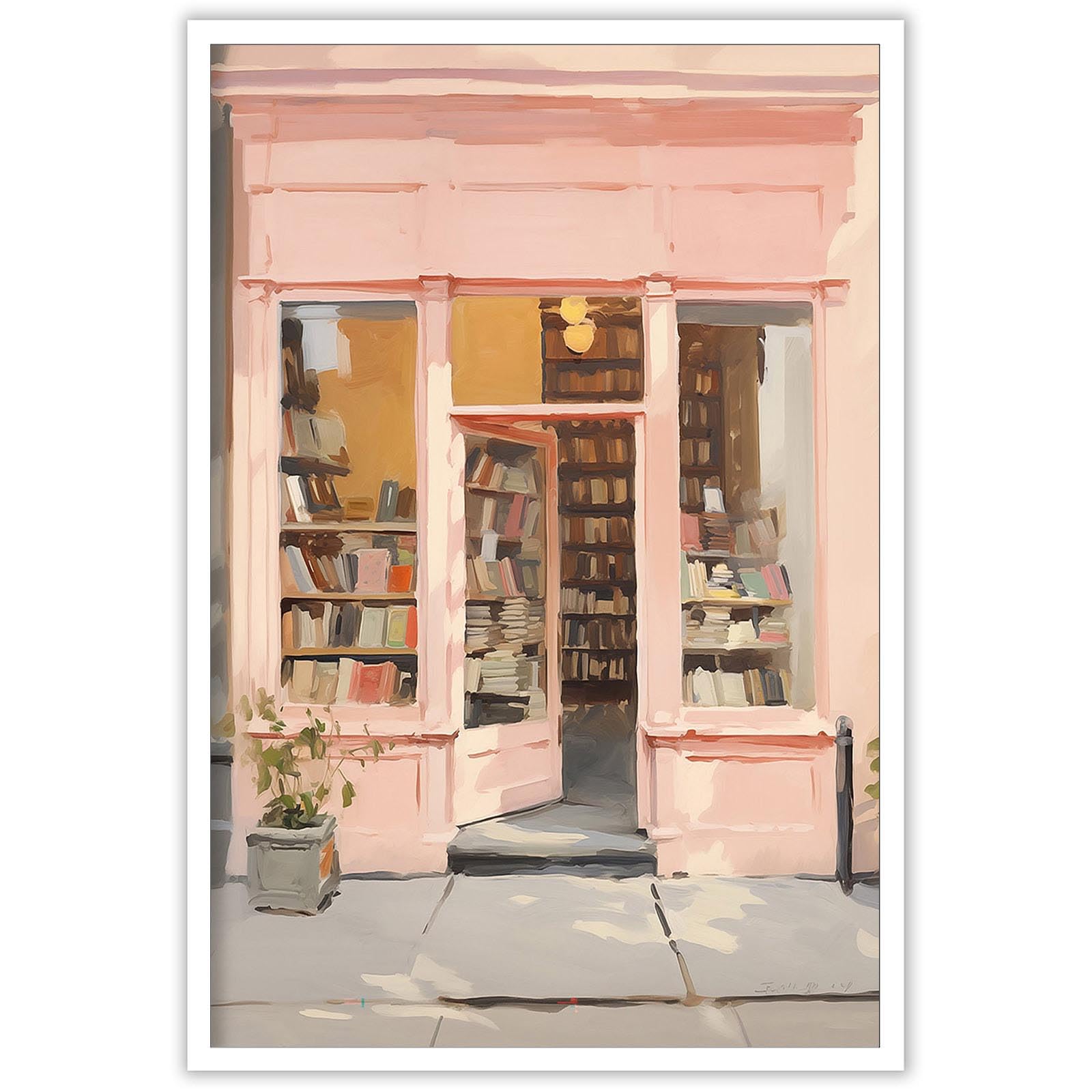 Vintage Library Posters Pastel Academia Pink Canvas Wall Art Antique Books Lovers Book Shop Books Lovers Gift Prints Painting For Home Bedroom Dorm