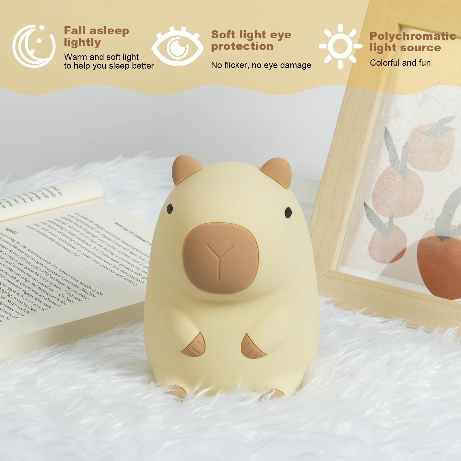 URAQT Capybara Night Light Kids, USB Rechargeable Animal Silicone Night Lights - Image 4