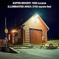 Vista 2 de Reflector solar para exteriores, 1500LM 6000K reflectores brillantes, luz de seguridad de energía solar impermeable IP65, luz automática