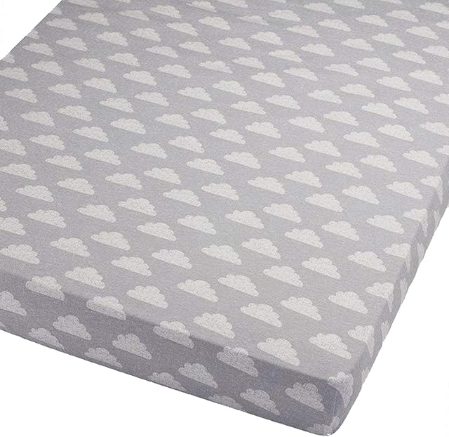 2X FYLO Cot Bed 100% Cotton Jersey Fitted Sheets 140 x 70 cm Grey Cloud