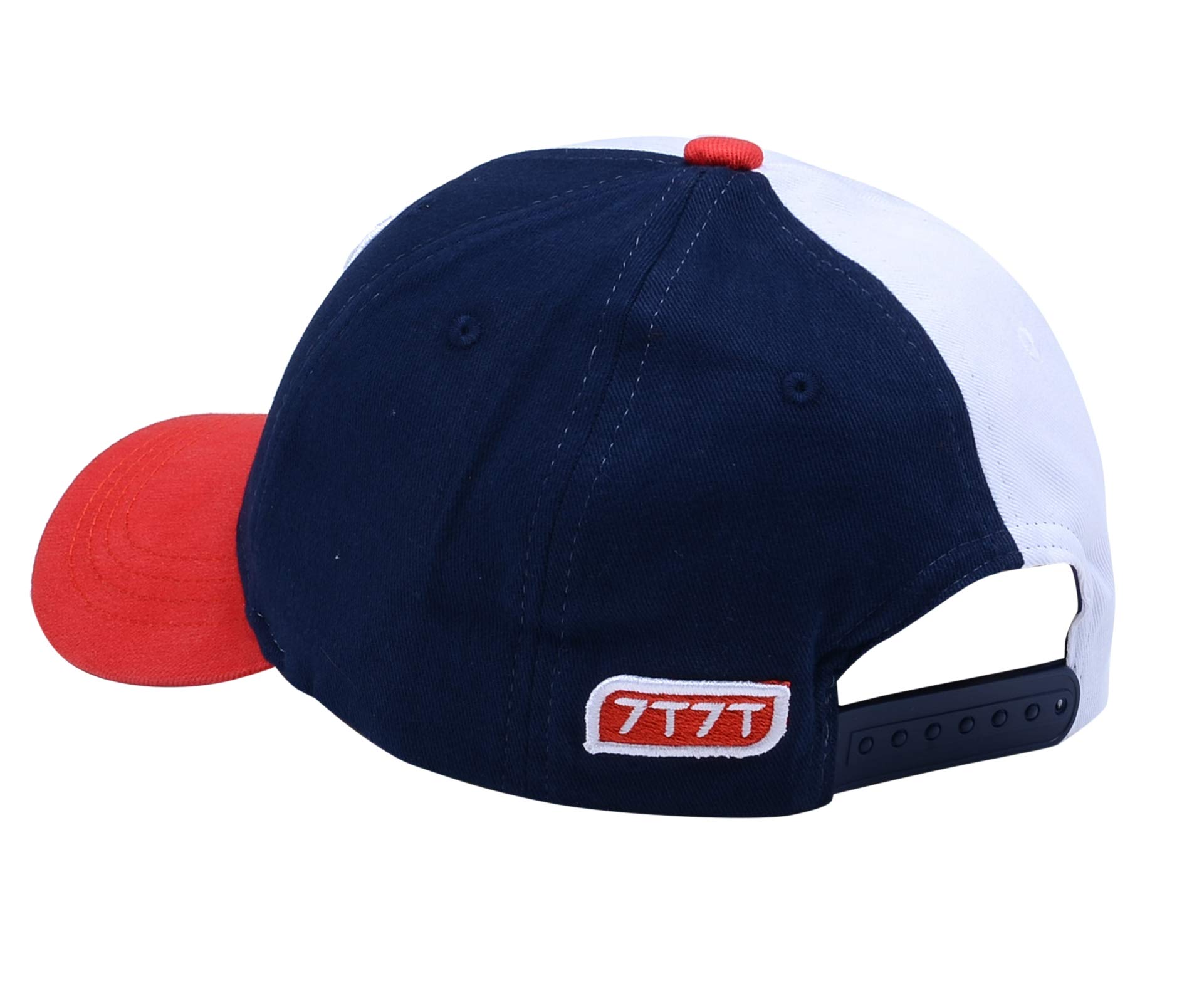 7070 Stylish Poly Cotton Dual Tone Cap (Blue White and Red
