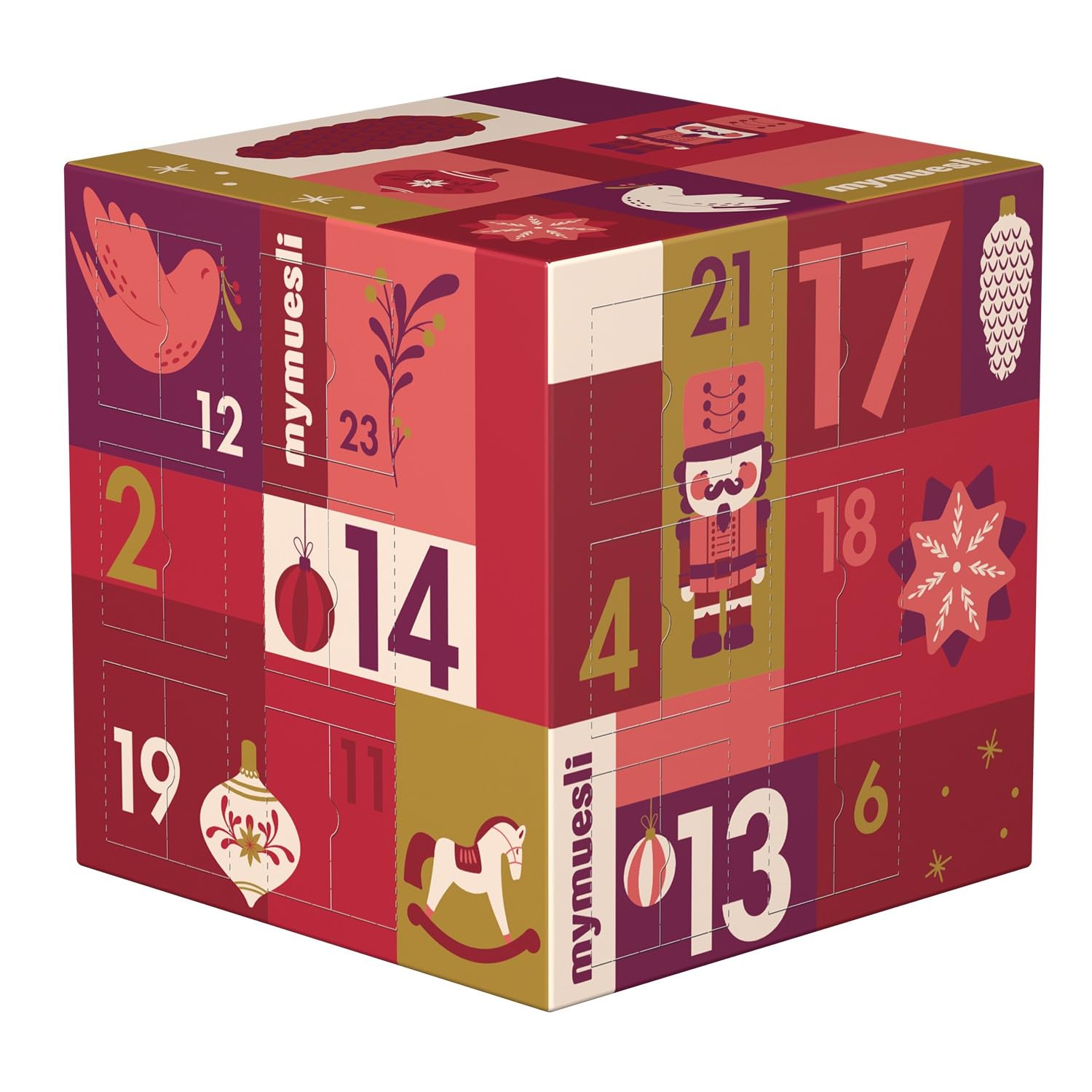 mymuesli Müsli Adventskalender 2025 - 24x Bio-Müslis im 2go-Portionsbecher, ohne Palmöl, Geschenk
