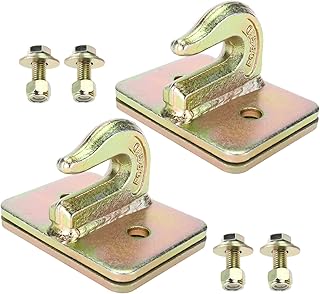 2 Pack 3/8" Tractor Bucket Grab Hook, Grade 70 Forged Steel Bolt On Grab Hooks with Backer Plate and Hardware for Tractor Bucket RV UTV Truck