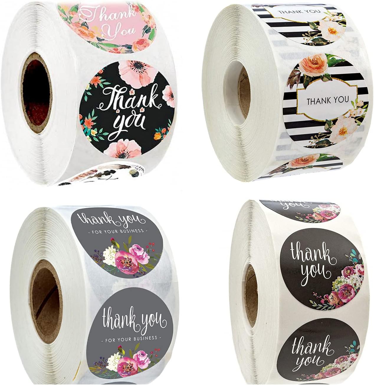 2000Pcs Round Labels Kraft Paper Thank You Sticker Dragees Candy Bag Flower Gift Box Cake Boxes and Packaging Wedding Stickers（ 500pcs /roll)