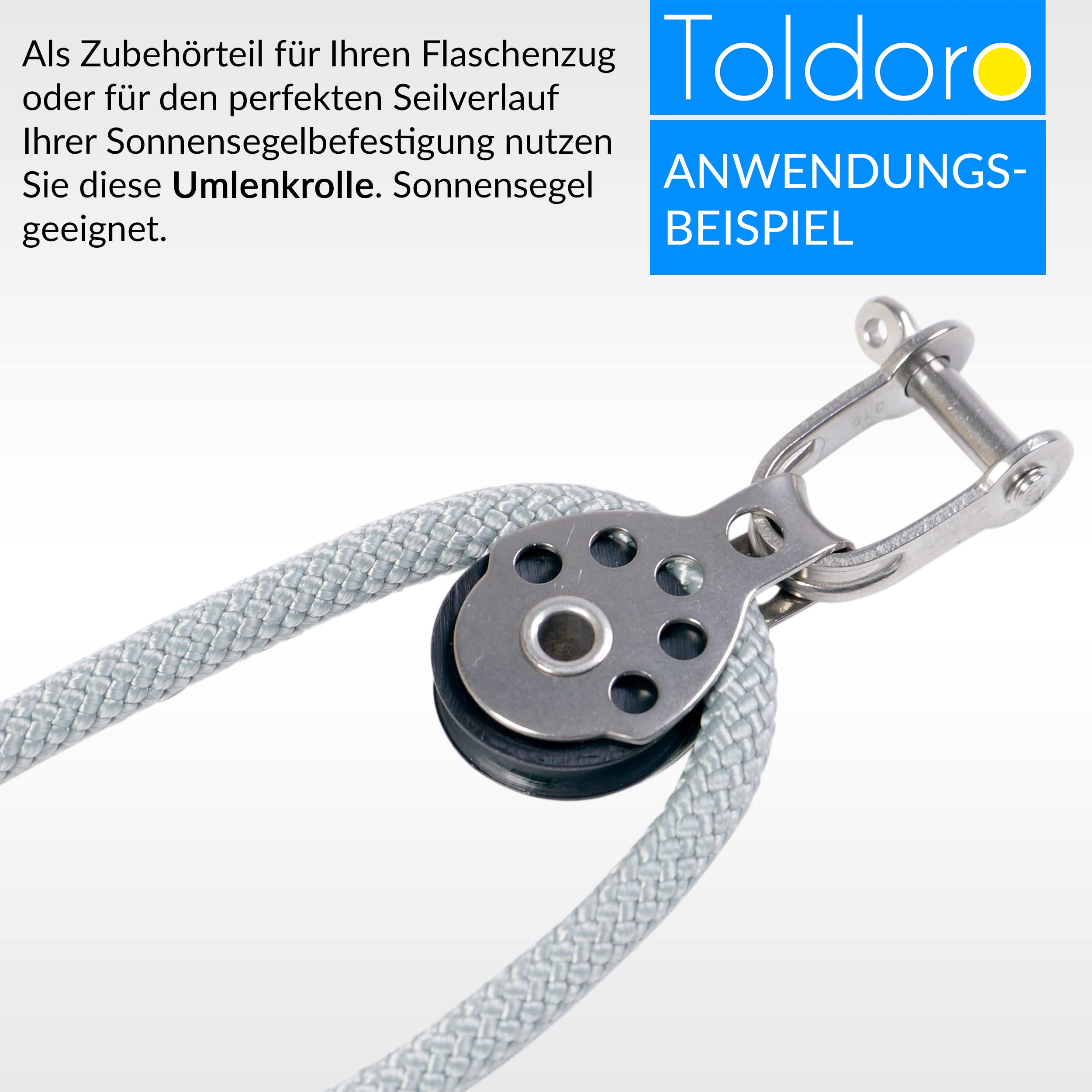 Toldoro Umlenkrolle Einzelblock mit Gleitlager und Bügel für 6mm Tauwerk, Mini Block Rolle, Block Rolle