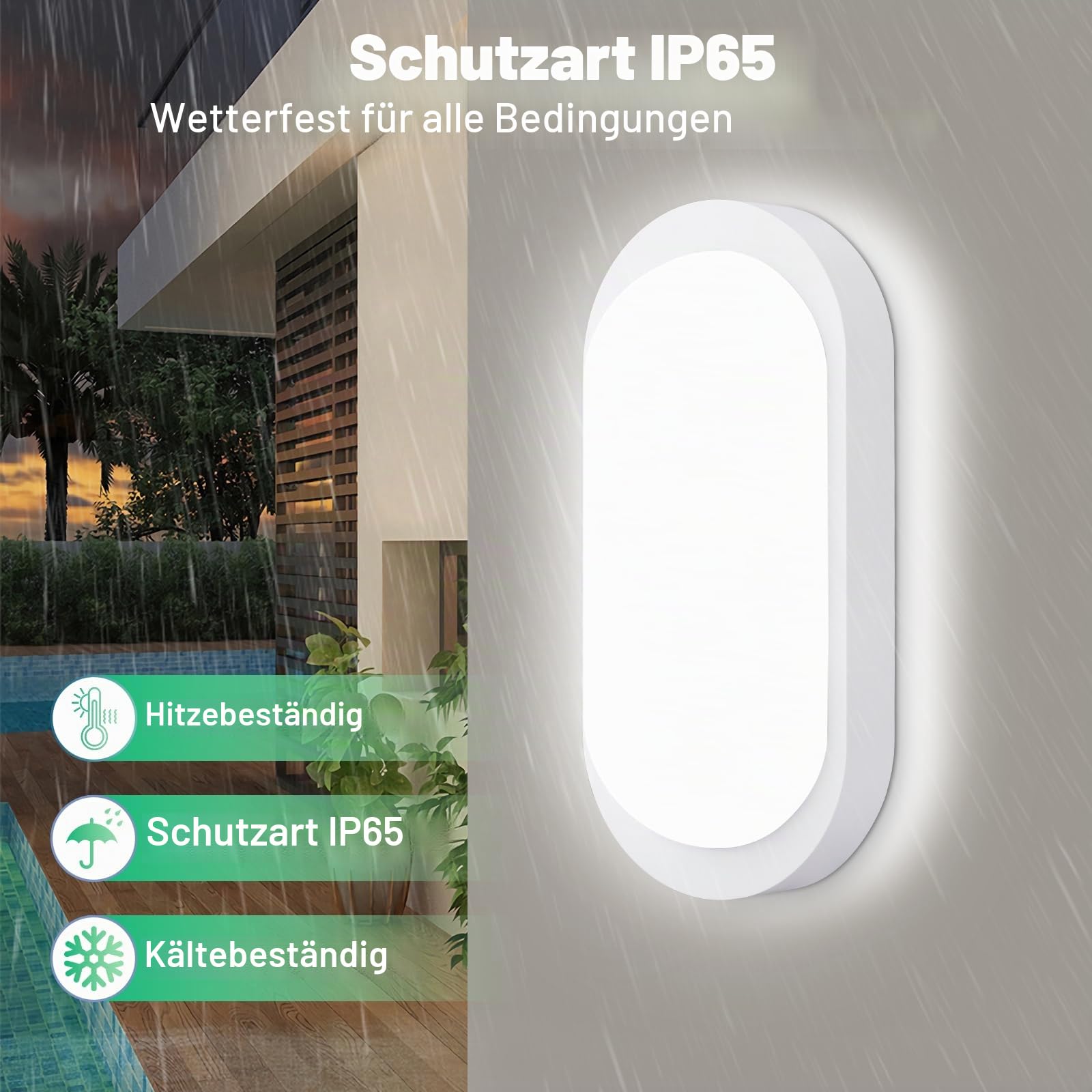 4 Stück Kellerlampe LED Deckenleuchte 18W 1710LM, IP65 Feuchtraumleuchte, Wandleuchte LED Lampe Ovalleuchte Neutralweiß 4000K, Kellerleuchte für Flur Keller Badzimmer Garten Garage Balkon
