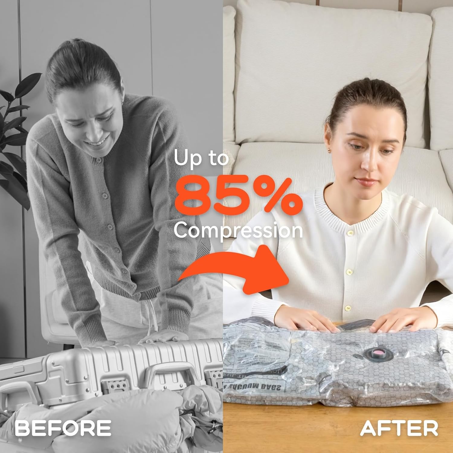 Vacuum Bags for Clothing with Rechargeable Air Pump, 15 Pack Vacuum Seal Bags for Travel, Space Saver Bags for Luggage and Suitcases, Compression Packing Bags in Multiple Travel Size - Image 5