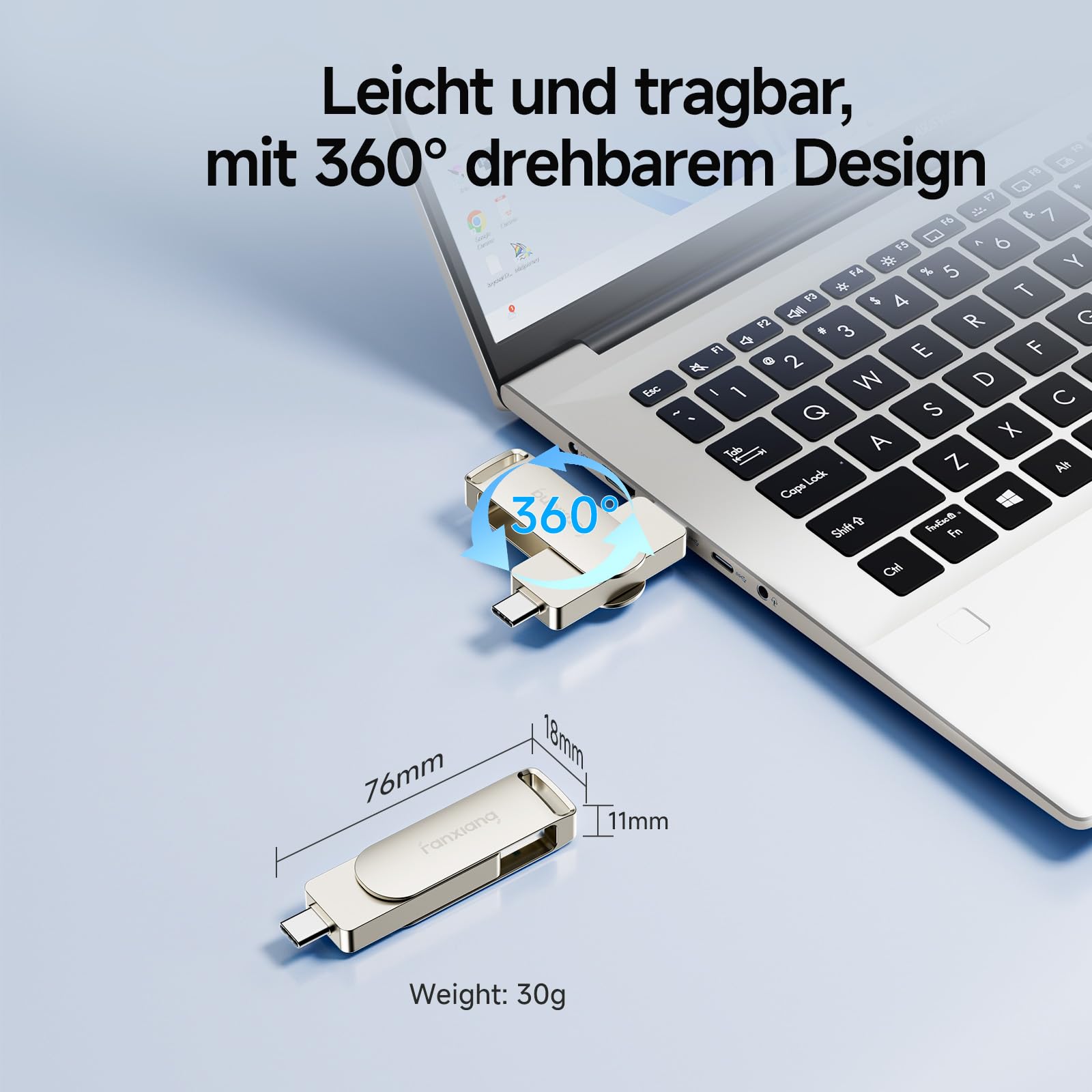 Fanxiang FF958 SSD Esterno 512GB – 2050MB/s, USB 3.2 Gen 2x2 Con Cavo 2-in-1 Per IPhone 15/16 E PC