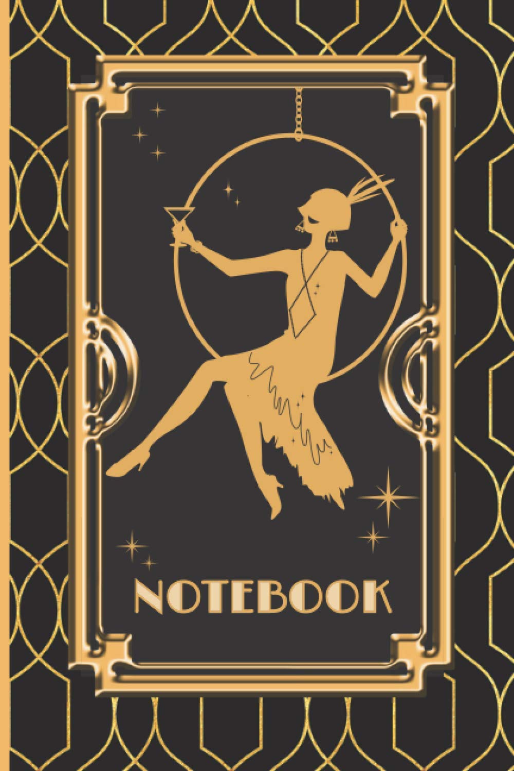 Flapper Notebook: Art Deco Journal with Classic Black and Gold Pattern in a 1920s Style