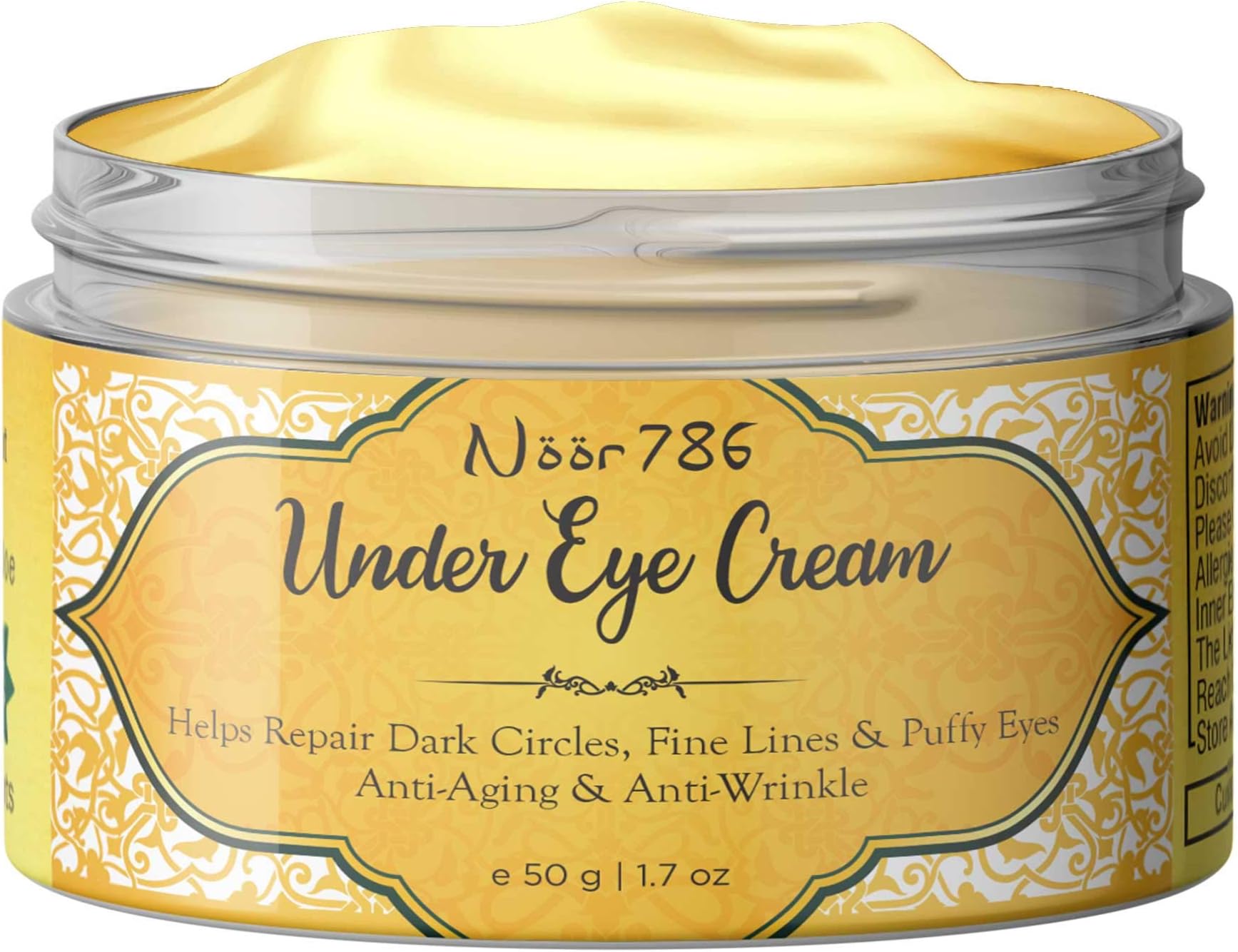 Noor 786 Halal Friendly Under Eye Cream For Dark Circles, Fine Lines & Puffy Eyes, 50g